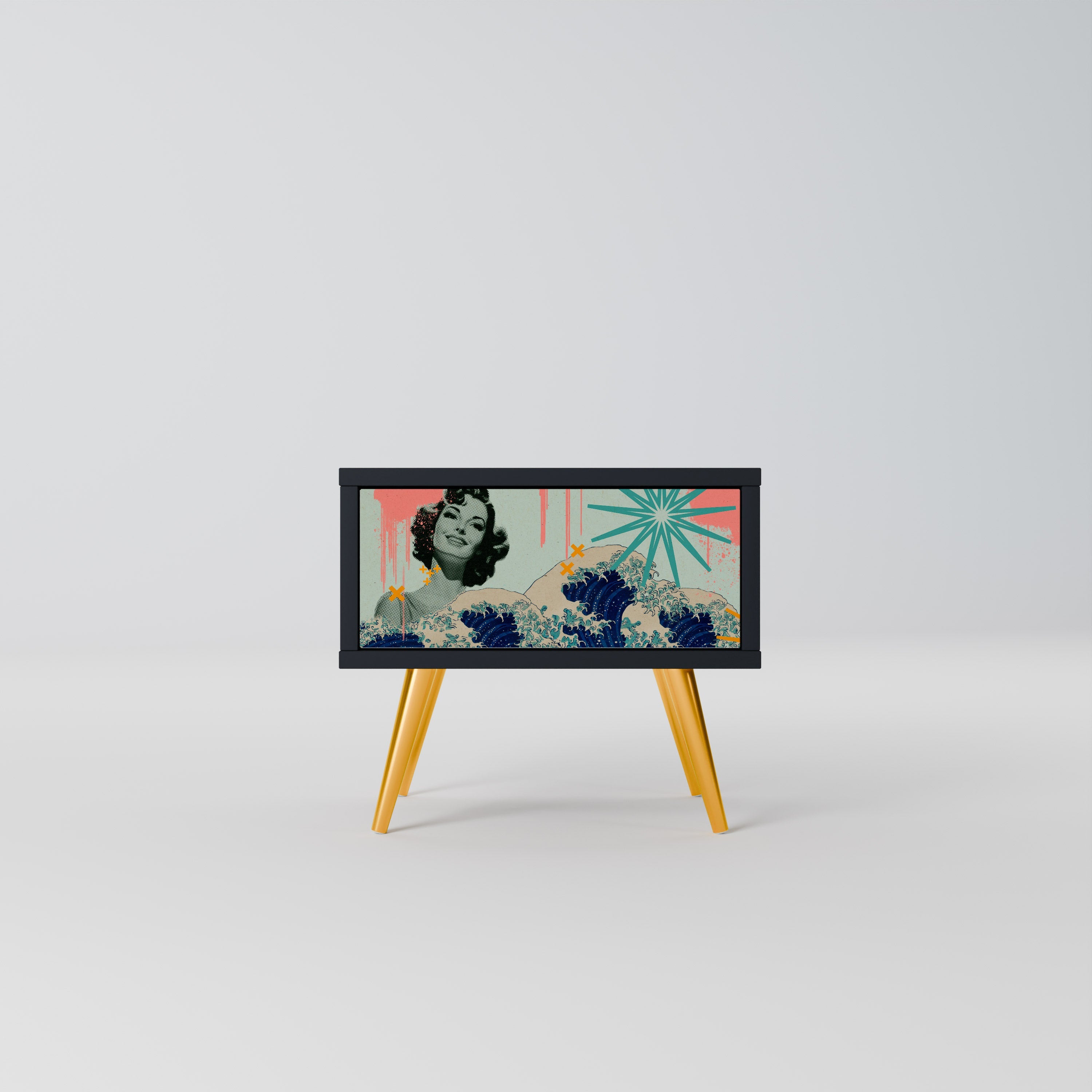 KANAGAWA BEAUTY Mesa de Cabeceira em Acabamento Preto