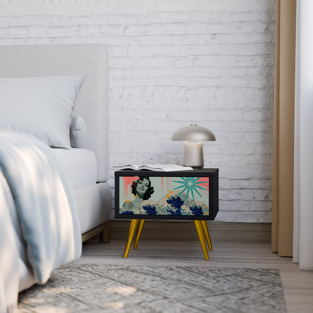 KANAGAWA BEAUTY Mesa de Cabeceira em Acabamento Preto