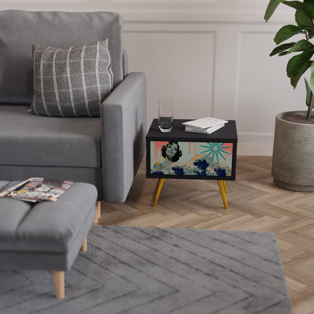 KANAGAWA BEAUTY Mesa de Cabeceira em Acabamento Preto