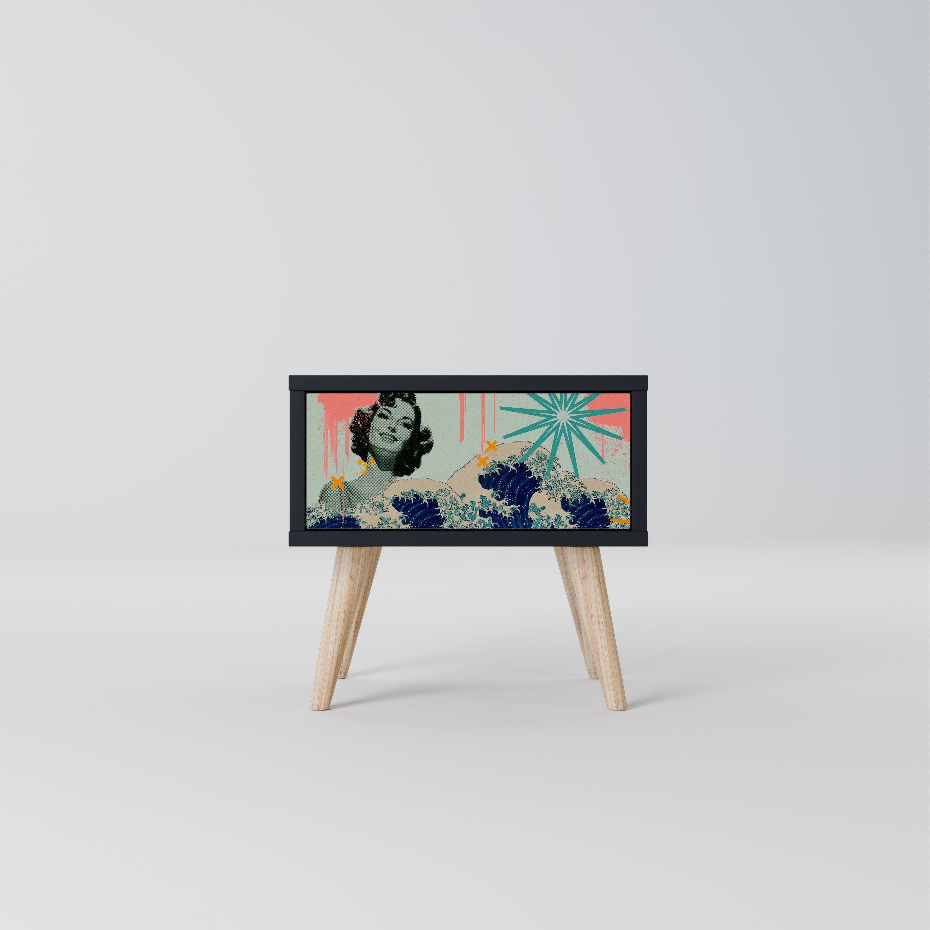 KANAGAWA BEAUTY Mesa de Cabeceira em Acabamento Preto