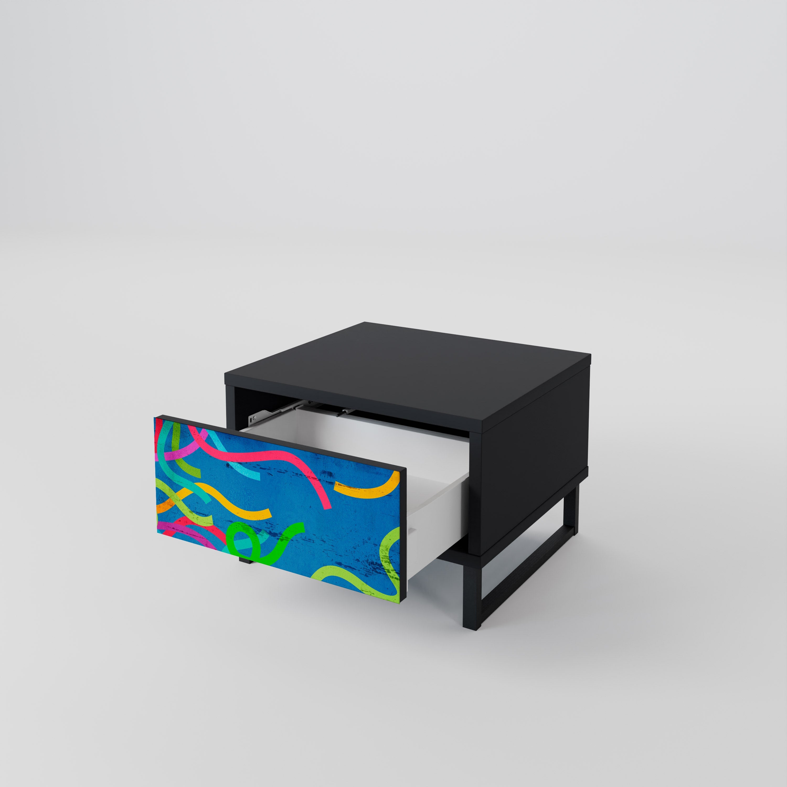 STREAMER TANGLE Mesa de Cabeceira em Acabamento Preto