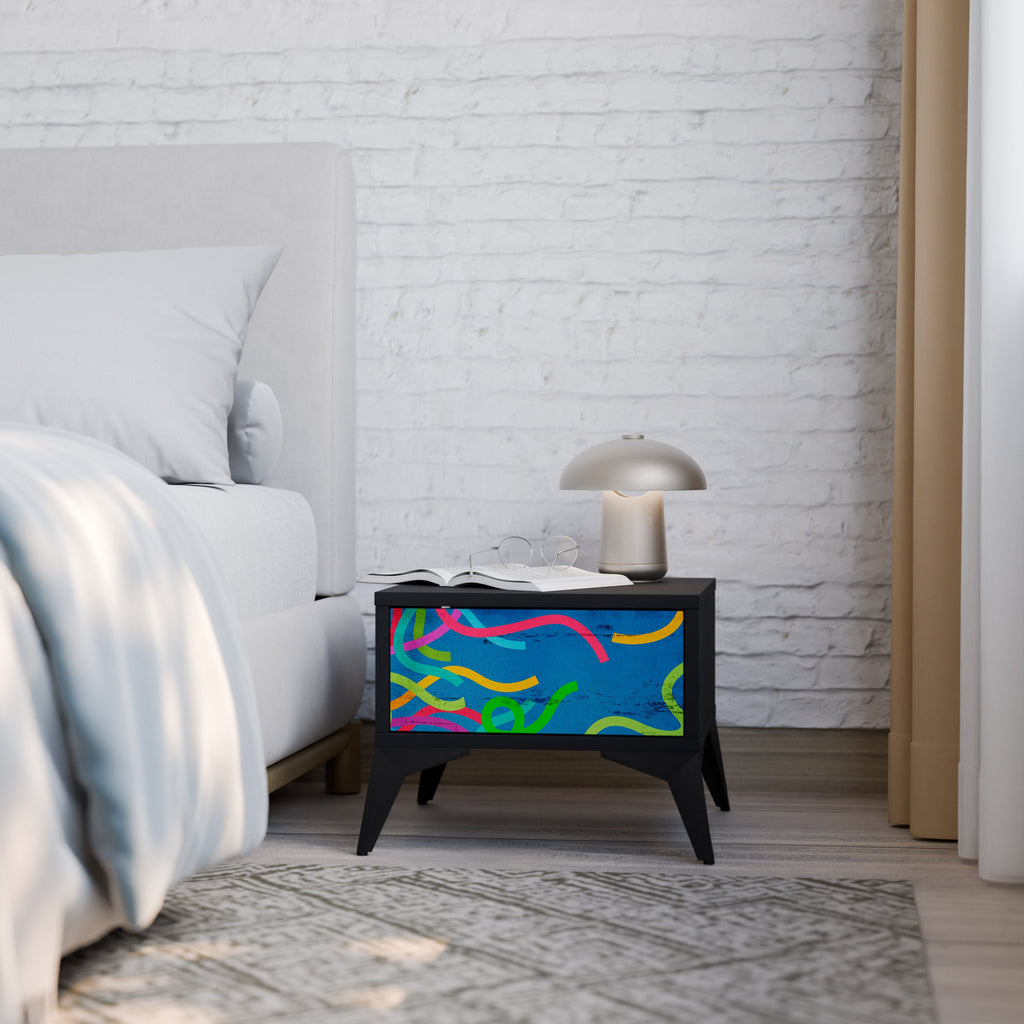 STREAMER TANGLE Mesa de Cabeceira em Acabamento Preto