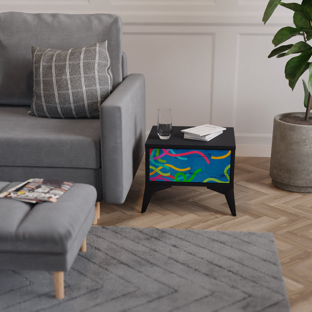 STREAMER TANGLE Mesa de Cabeceira em Acabamento Preto