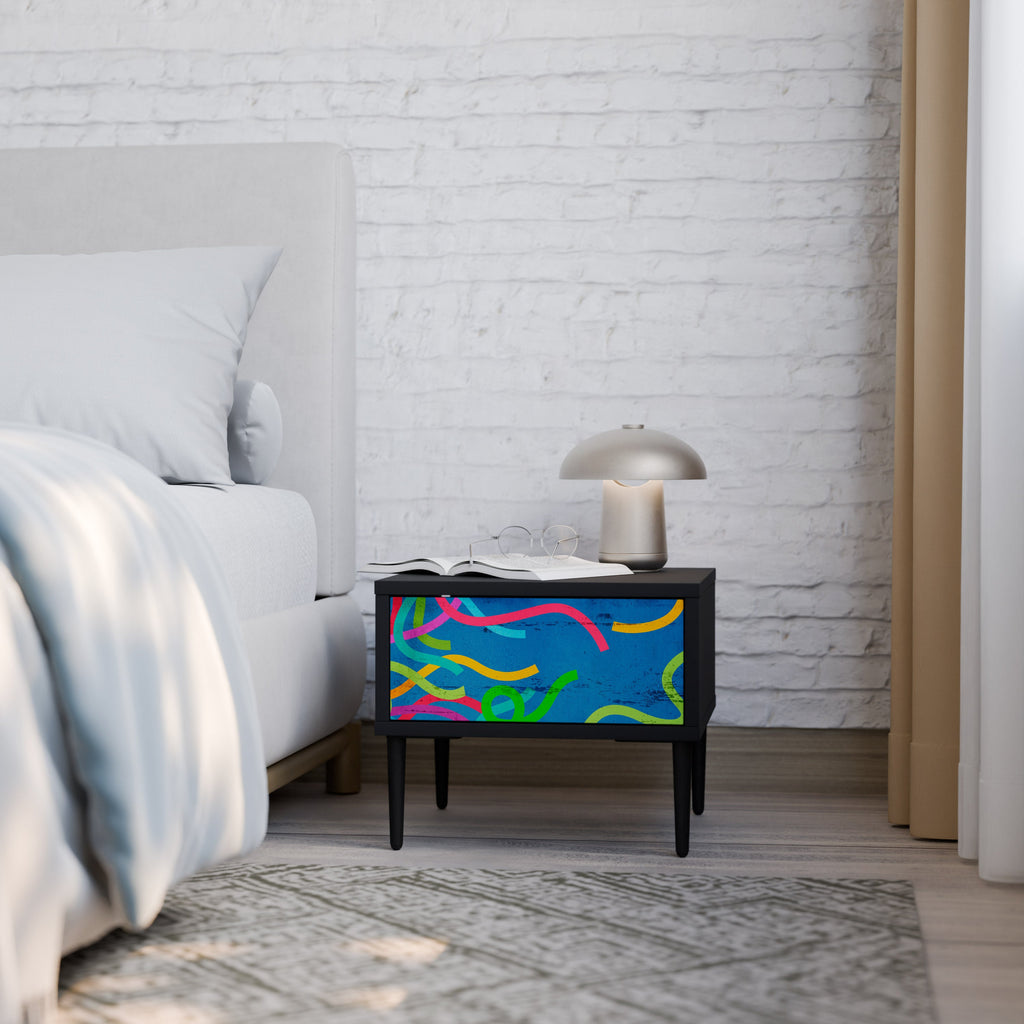 STREAMER TANGLE Mesa de Cabeceira em Acabamento Preto