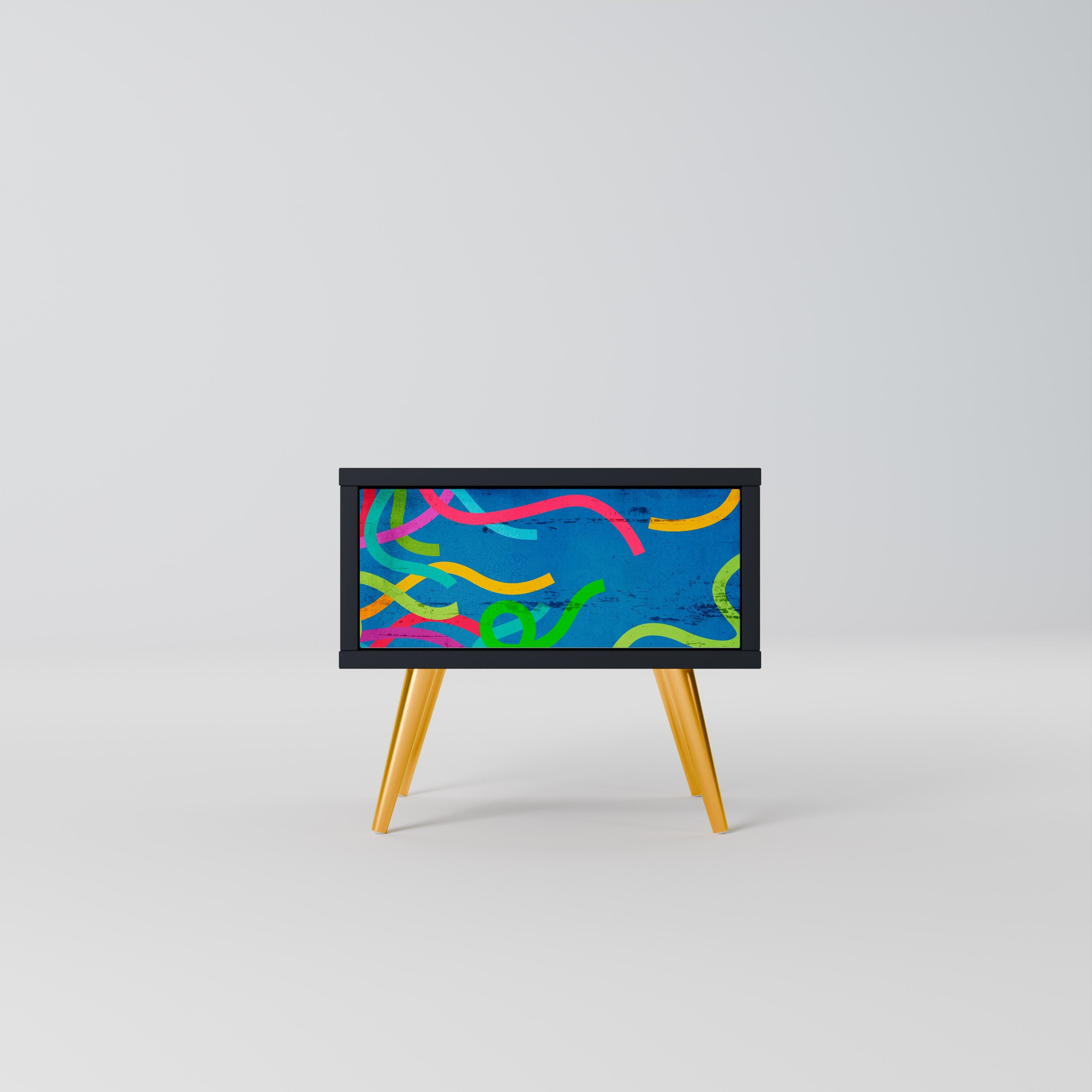 STREAMER TANGLE Mesa de Cabeceira em Acabamento Preto