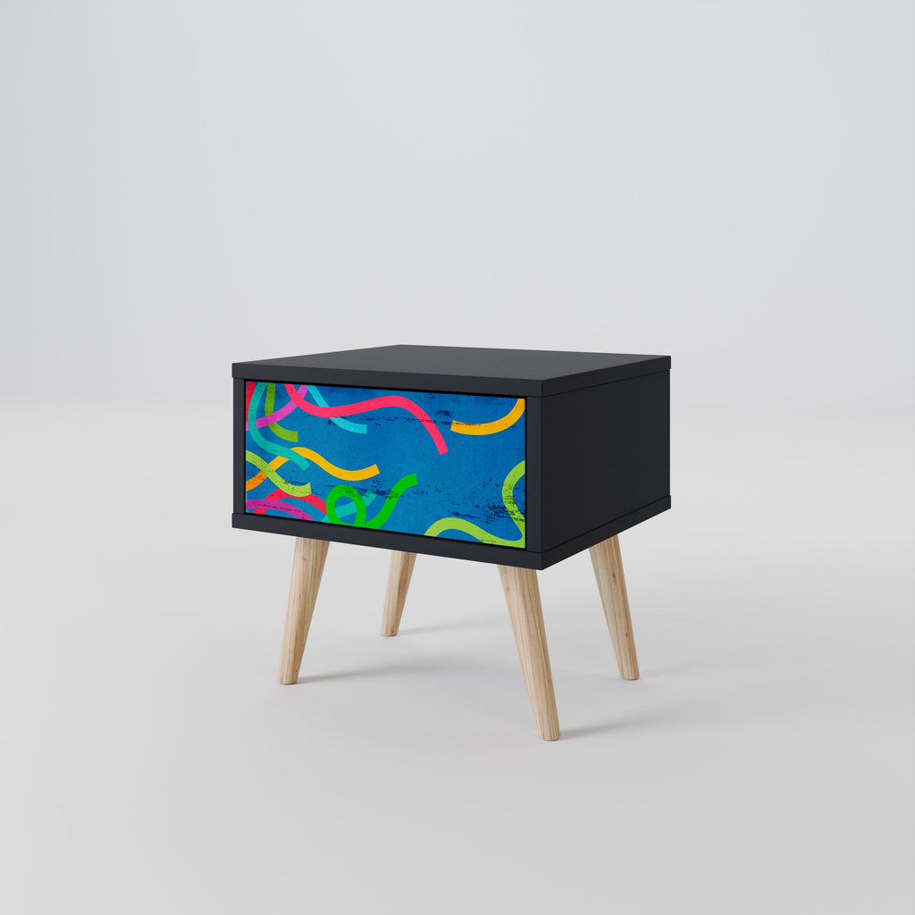 STREAMER TANGLE Mesa de Cabeceira em Acabamento Preto