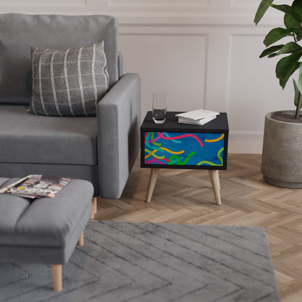 STREAMER TANGLE Mesa de Cabeceira em Acabamento Preto