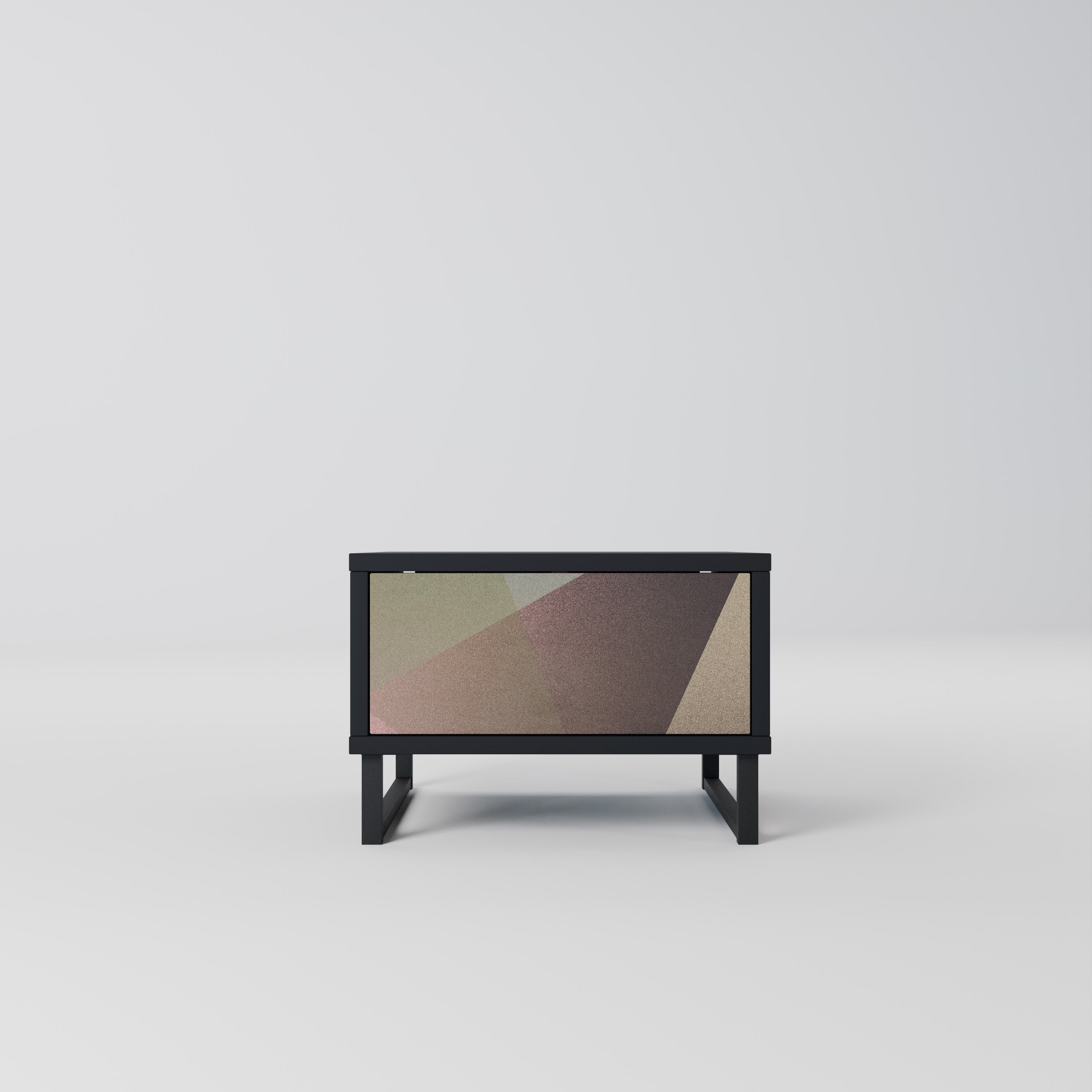 BEIGE GEOMETRY Mesa de Cabeceira em Acabamento Preto