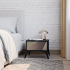 BEIGE GEOMETRY Mesa de Cabeceira em Acabamento Preto