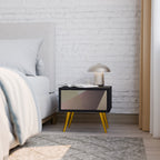 BEIGE GEOMETRY Mesa de Cabeceira em Acabamento Preto