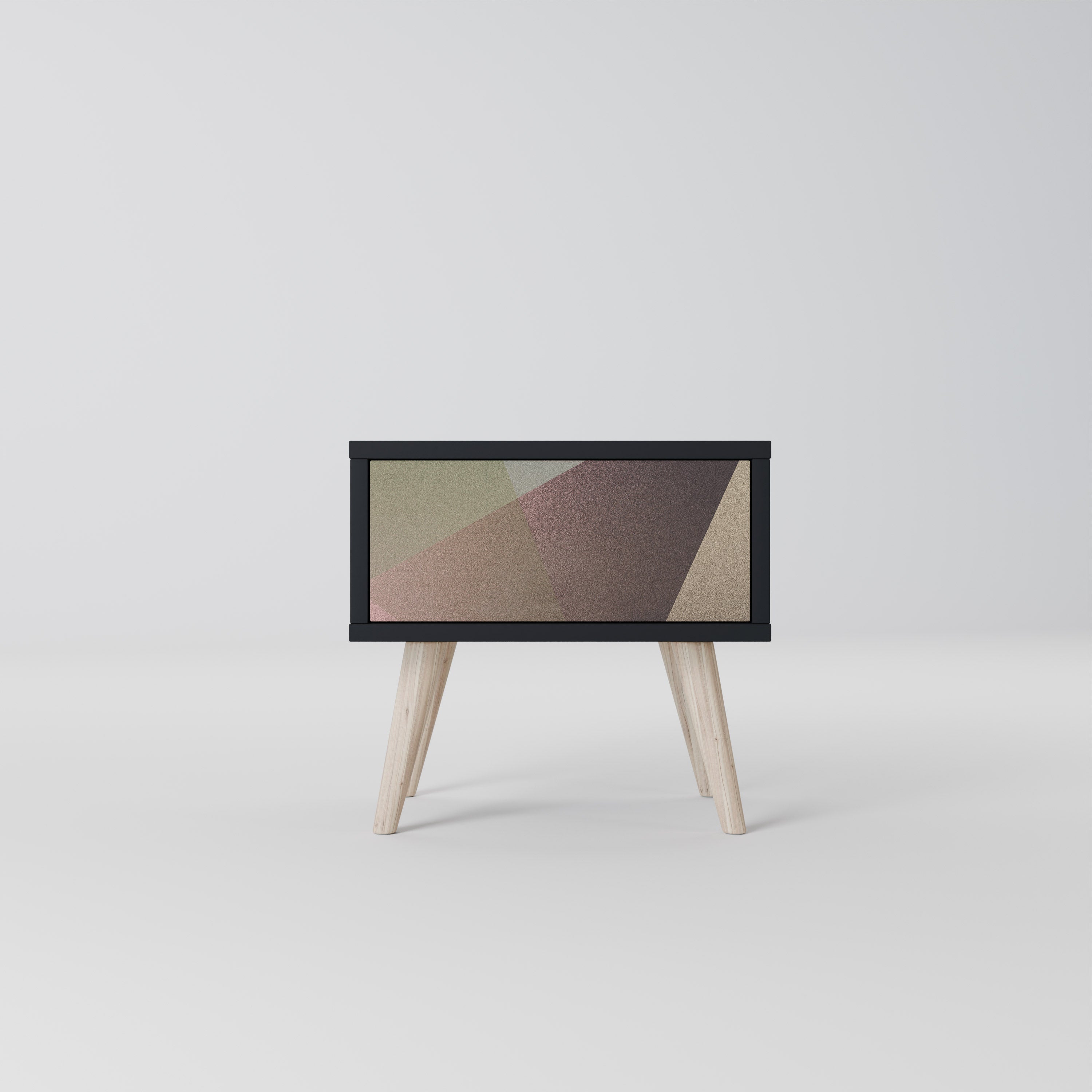 BEIGE GEOMETRY Mesa de Cabeceira em Acabamento Preto