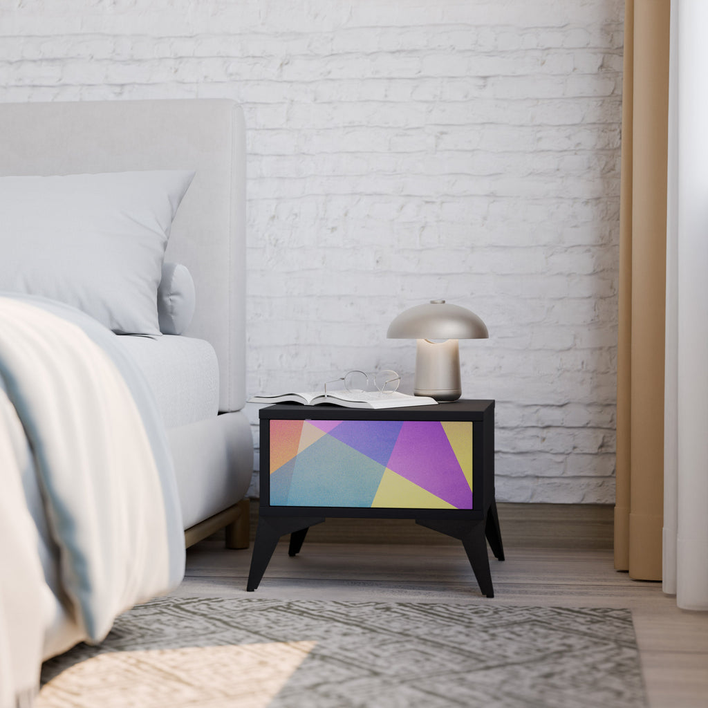 BRIGHT GEOMETRY Mesa de Cabeceira em Acabamento Preto
