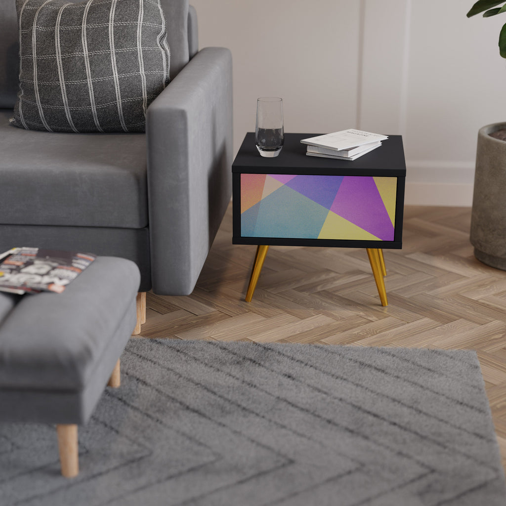 BRIGHT GEOMETRY Mesa de Cabeceira em Acabamento Preto