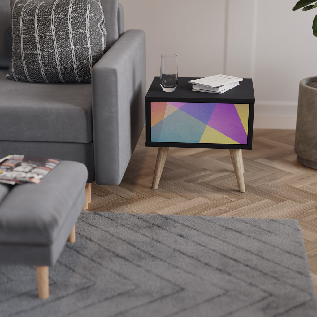 BRIGHT GEOMETRY Mesa de Cabeceira em Acabamento Preto