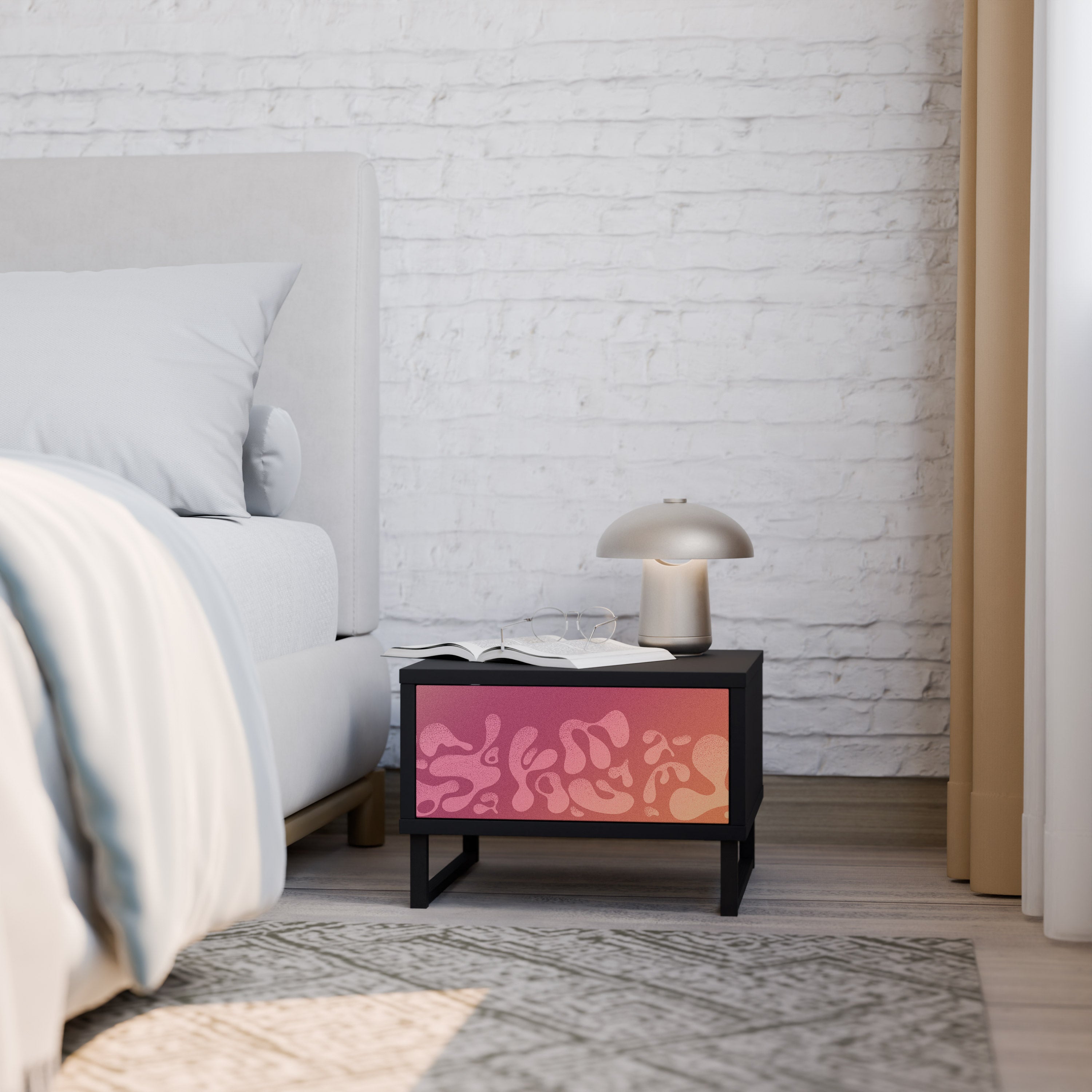 IRREGULAR PINK Mesa de Cabeceira em Acabamento Preto