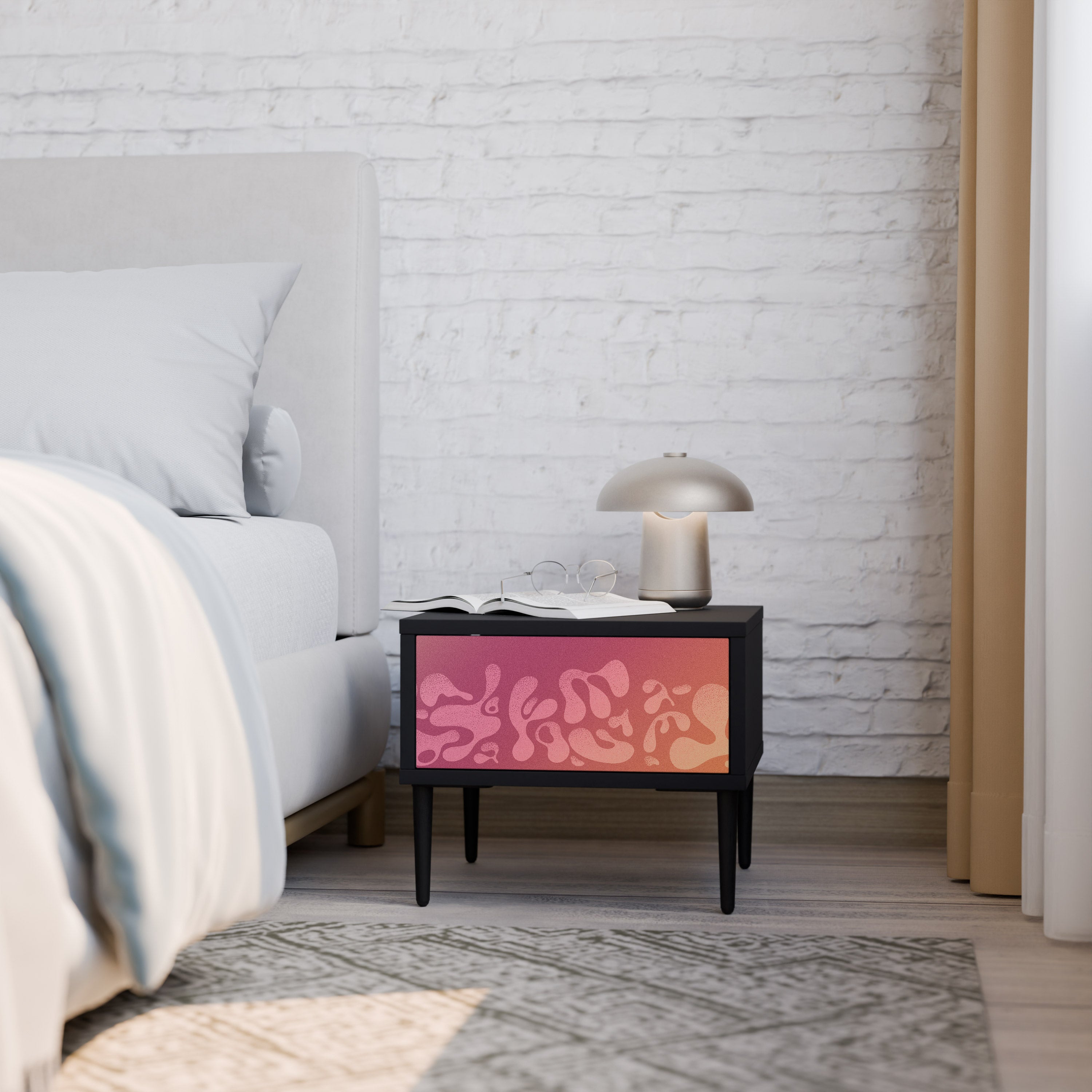 IRREGULAR PINK Mesa de Cabeceira em Acabamento Preto