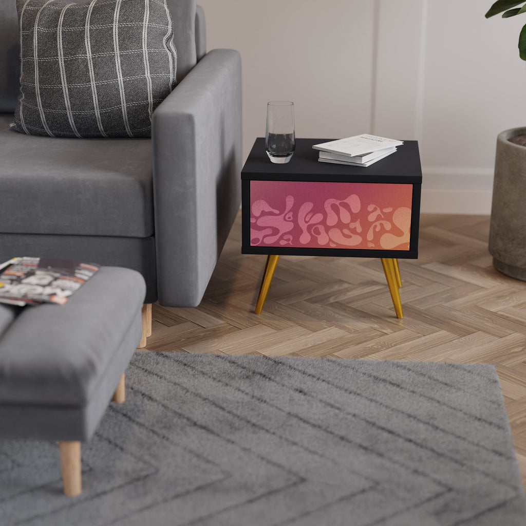 IRREGULAR PINK Mesa de Cabeceira em Acabamento Preto