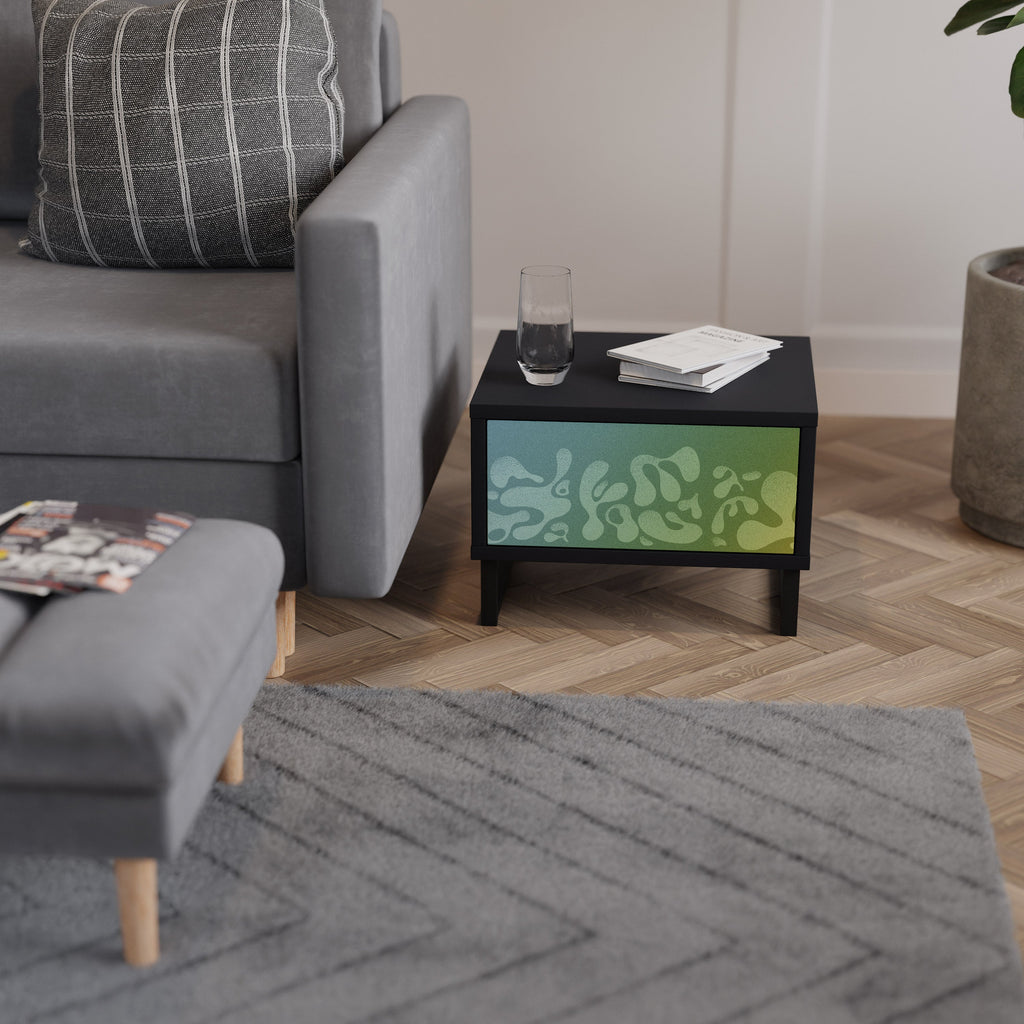 IRREGULAR BLUE Mesa de Cabeceira em Acabamento Preto