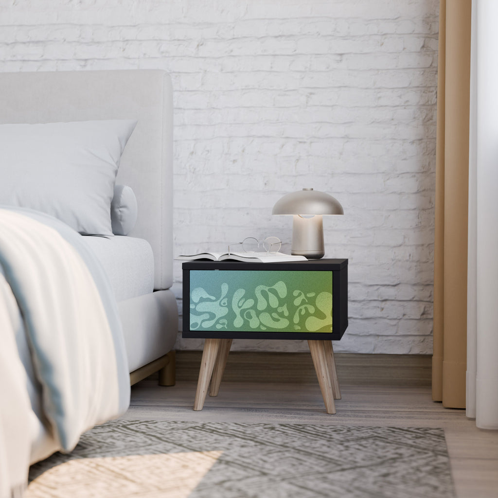 IRREGULAR BLUE Mesa de Cabeceira em Acabamento Preto