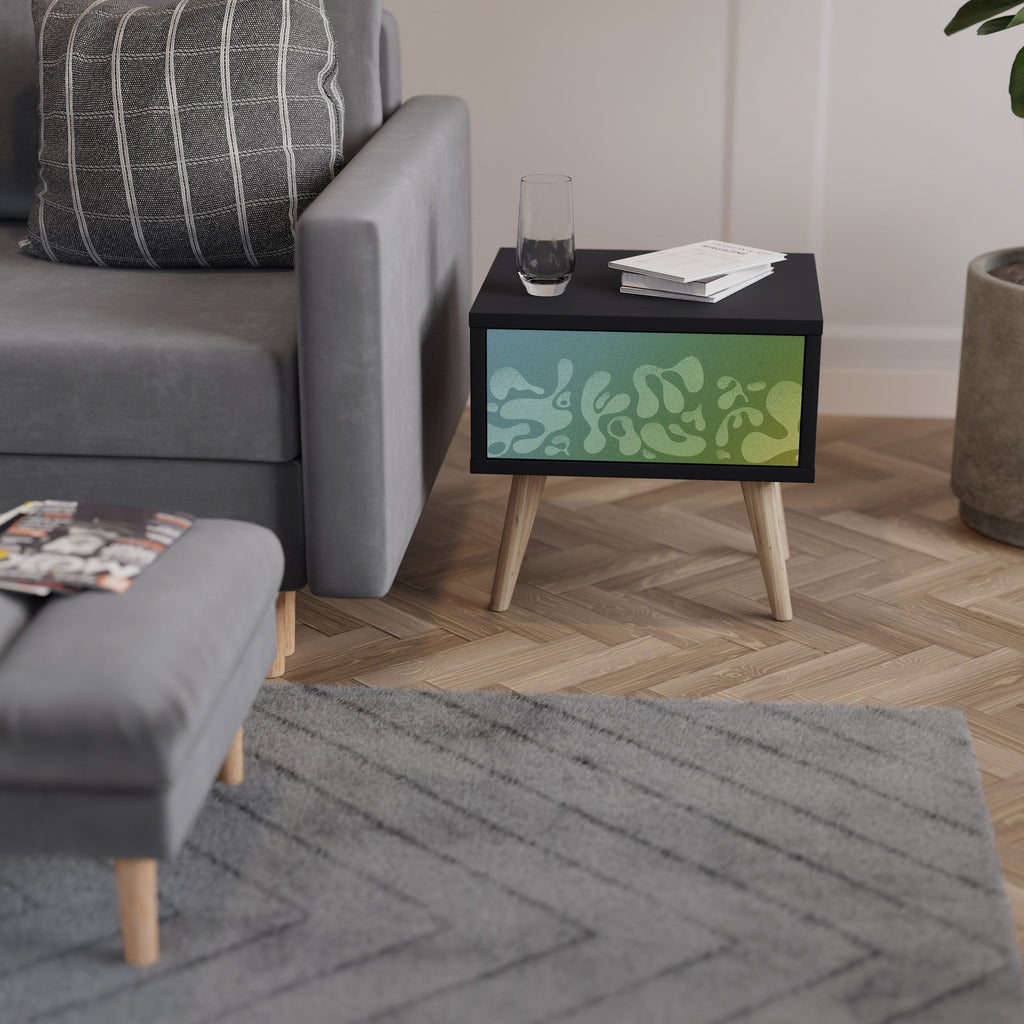 IRREGULAR BLUE Mesa de Cabeceira em Acabamento Preto