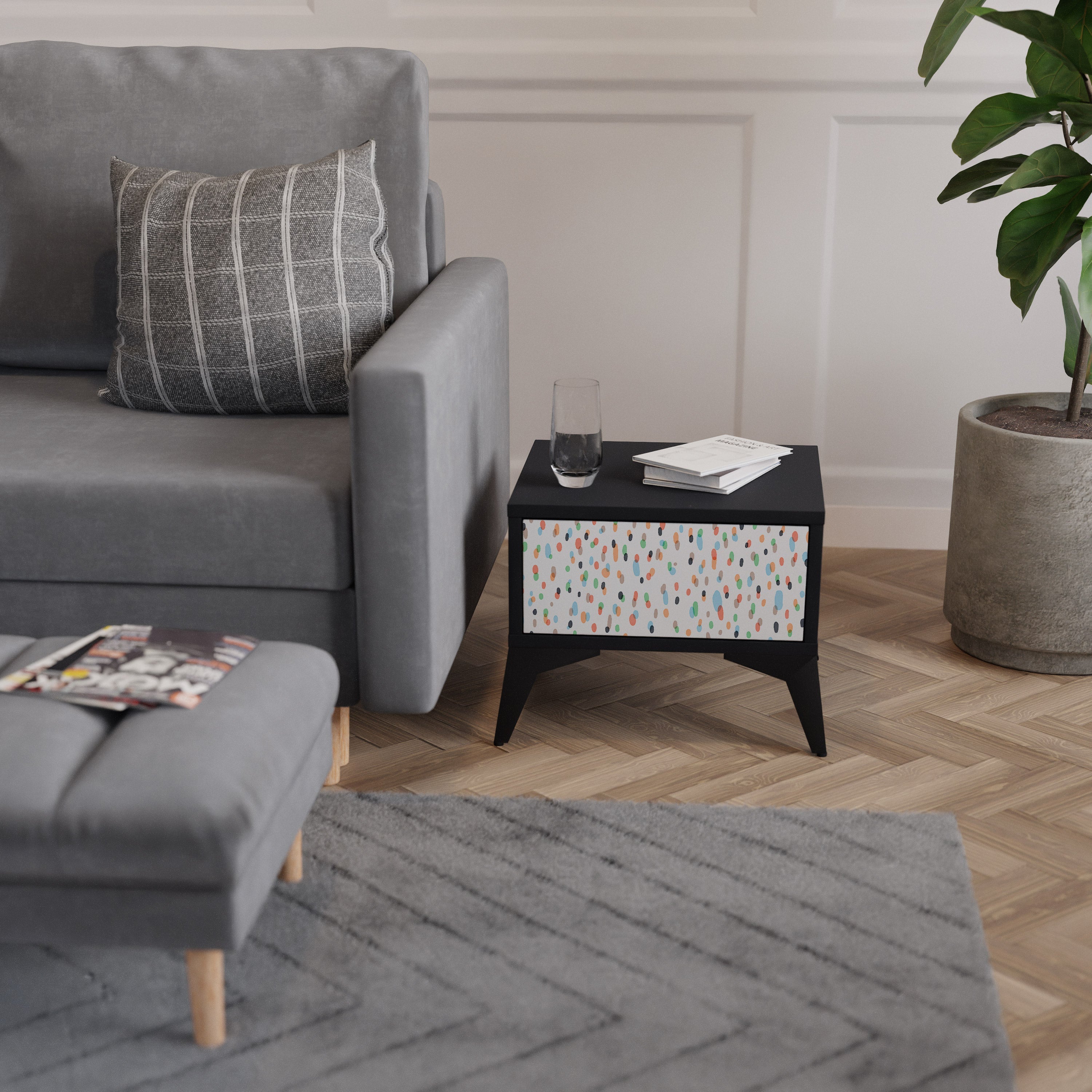 ENERGETIC SPOTS Mesa de Cabeceira em Acabamento Preto