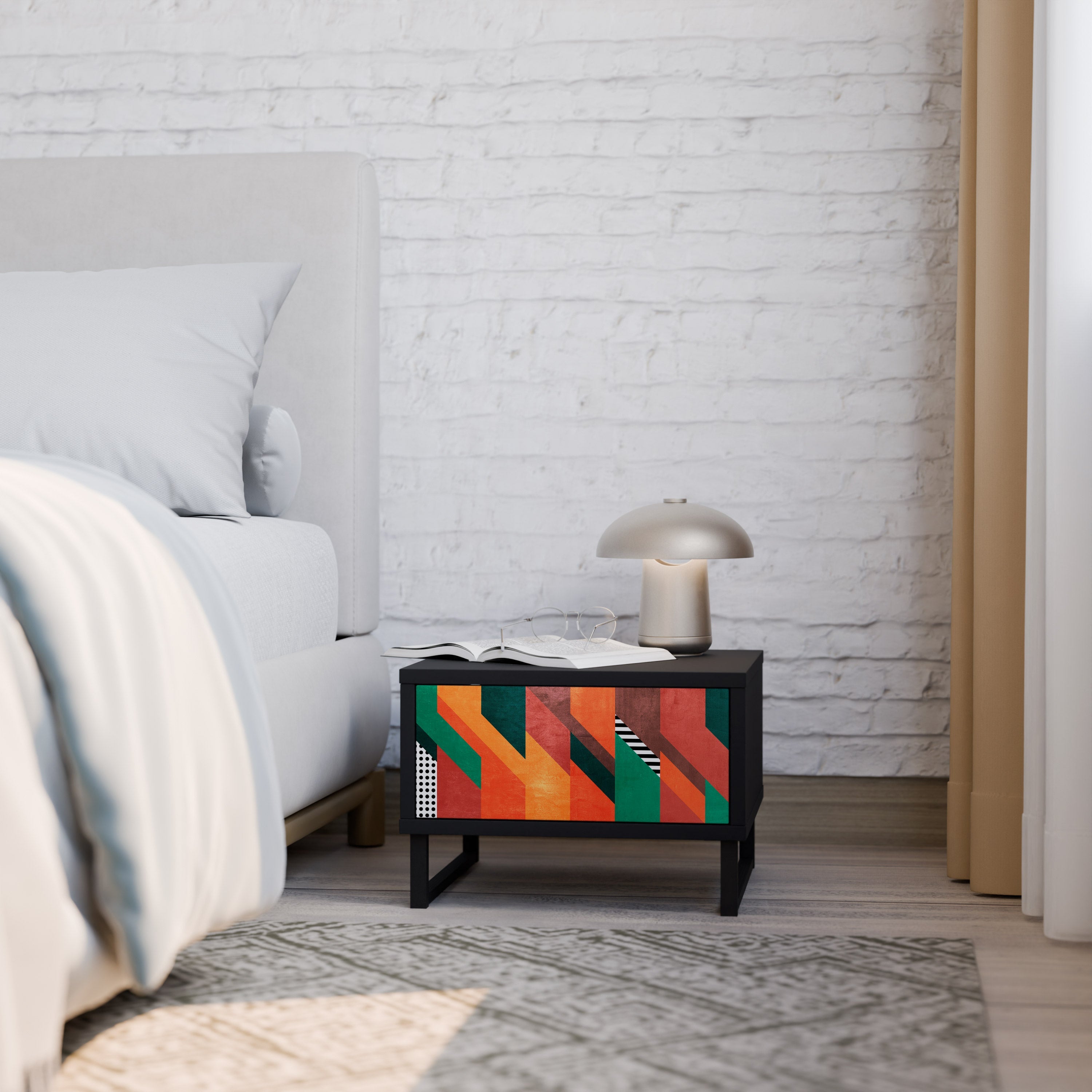 MAKESHIFT ARTISTRY Mesa de Cabeceira em Acabamento Preto