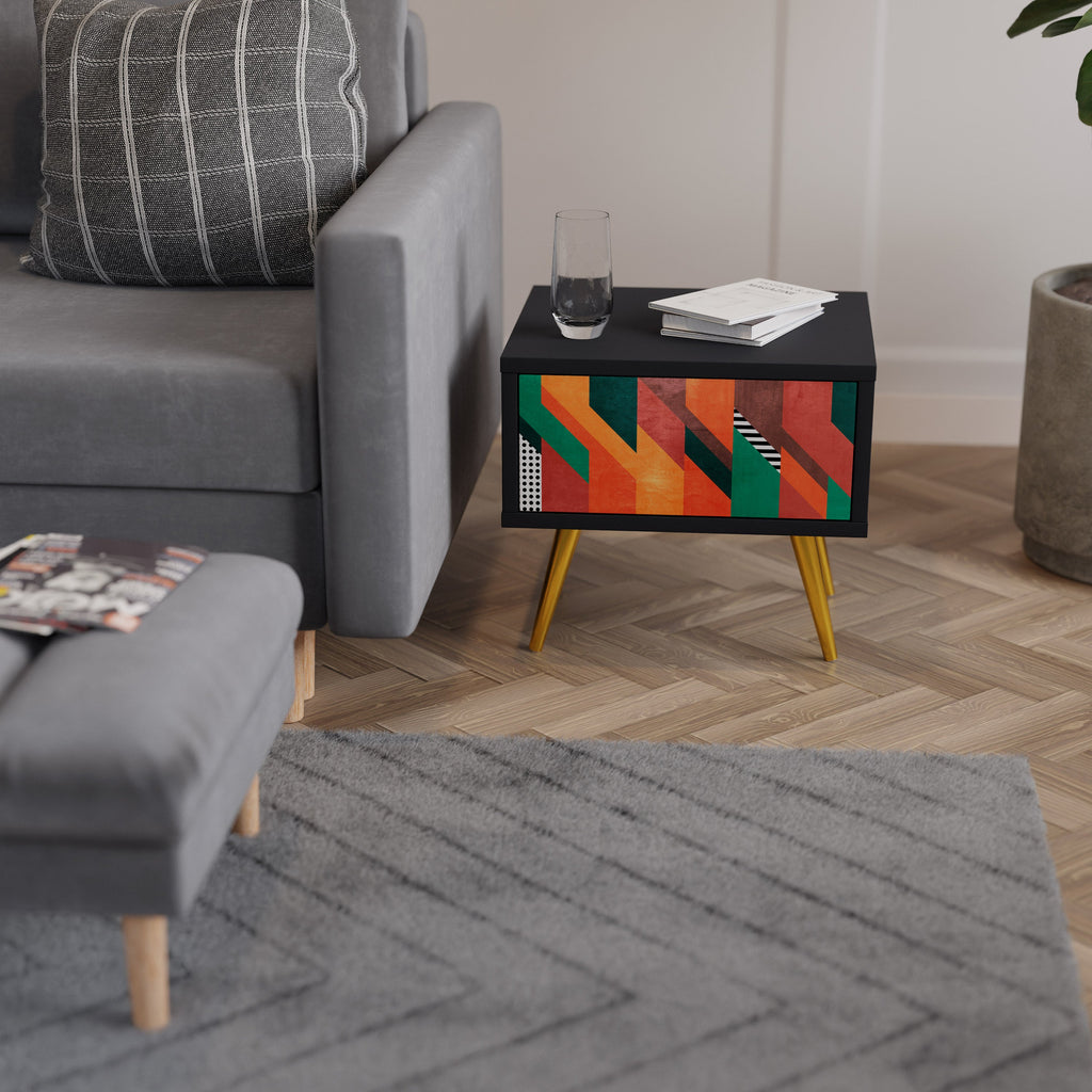 MAKESHIFT ARTISTRY Mesa de Cabeceira em Acabamento Preto