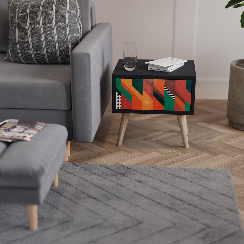 MAKESHIFT ARTISTRY Mesa de Cabeceira em Acabamento Preto