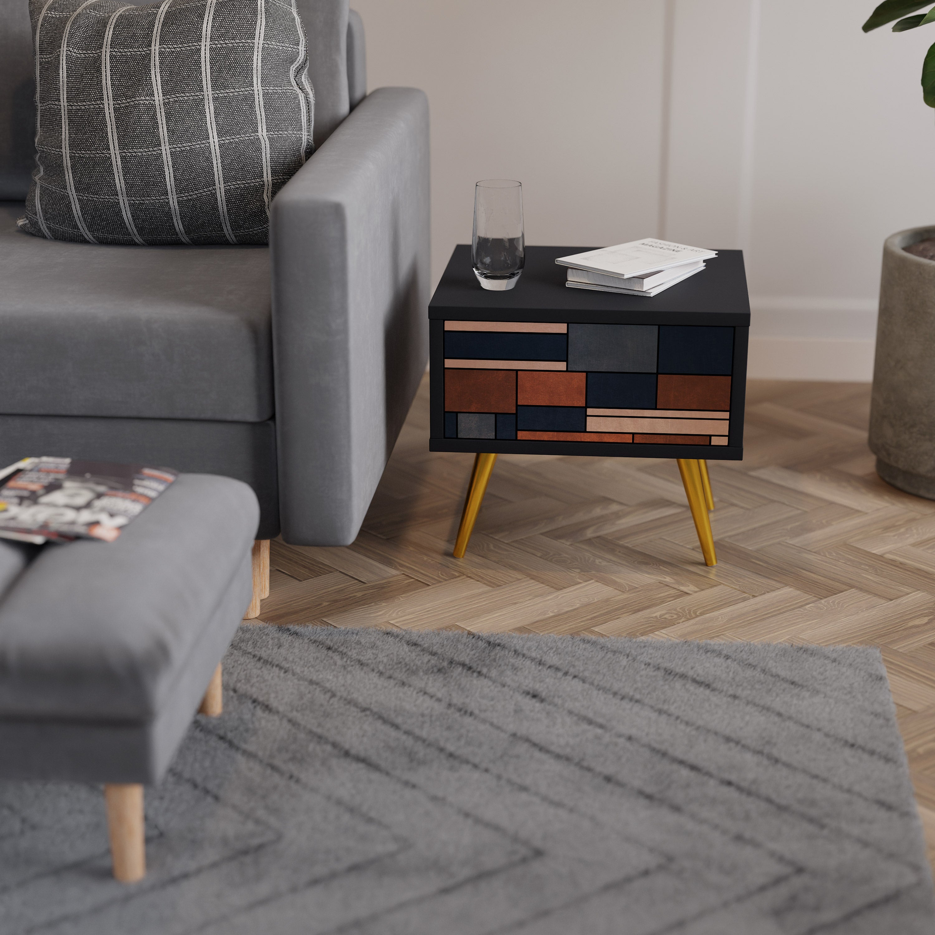 INTREPID FORMATION Mesa de Cabeceira em Acabamento Preto