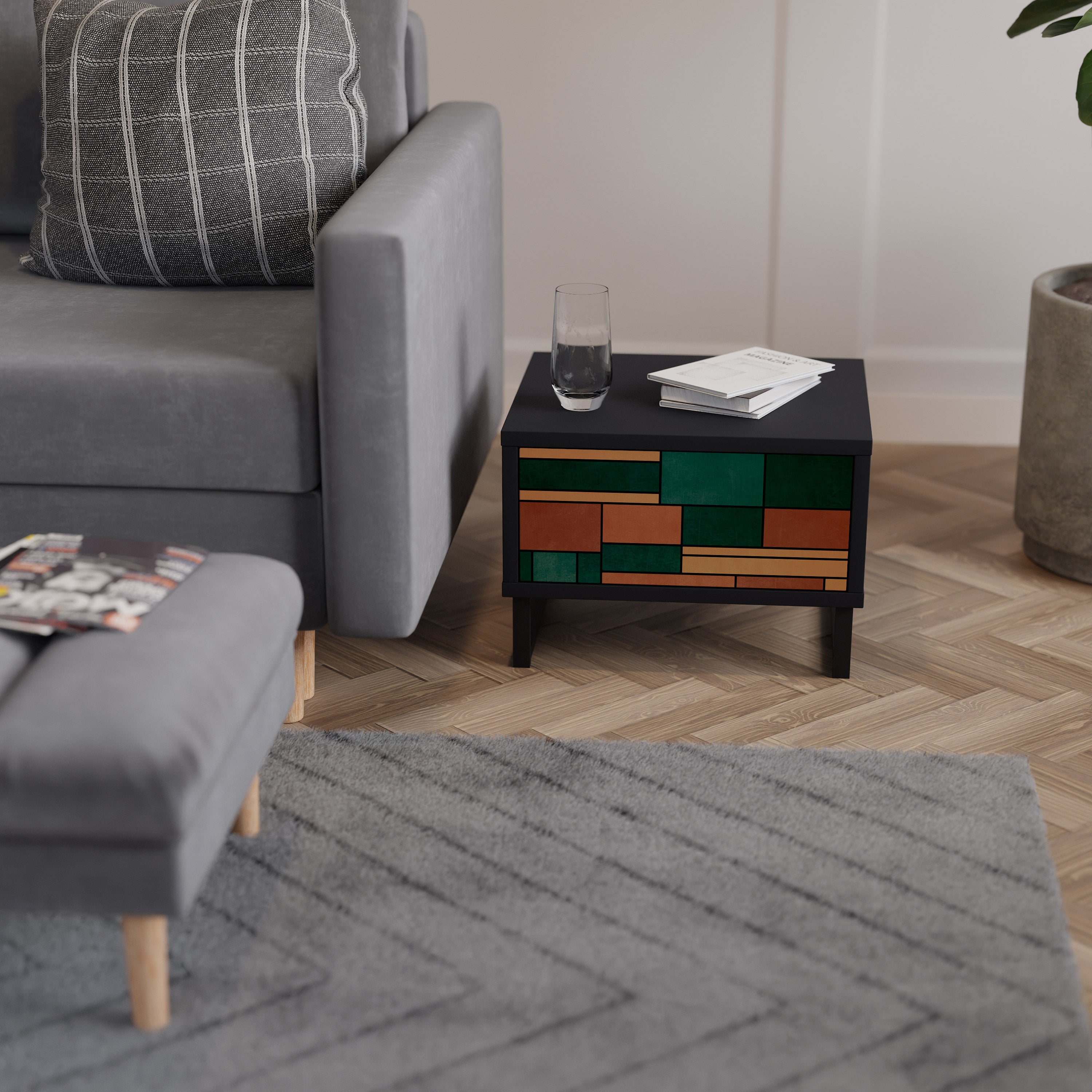 EARTHY FIGURES Mesa de Cabeceira em Acabamento Preto