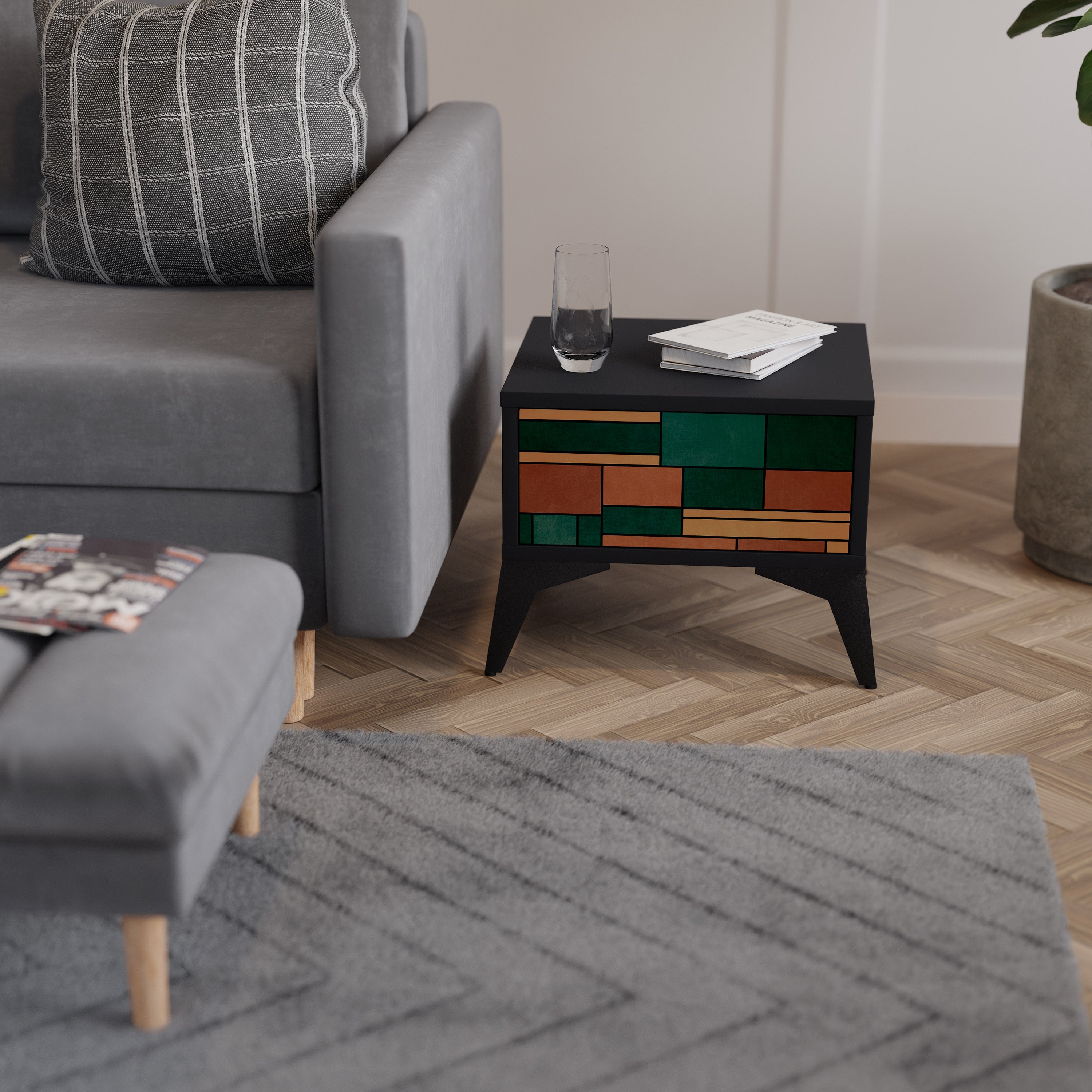 EARTHY FIGURES Mesa de Cabeceira em Acabamento Preto