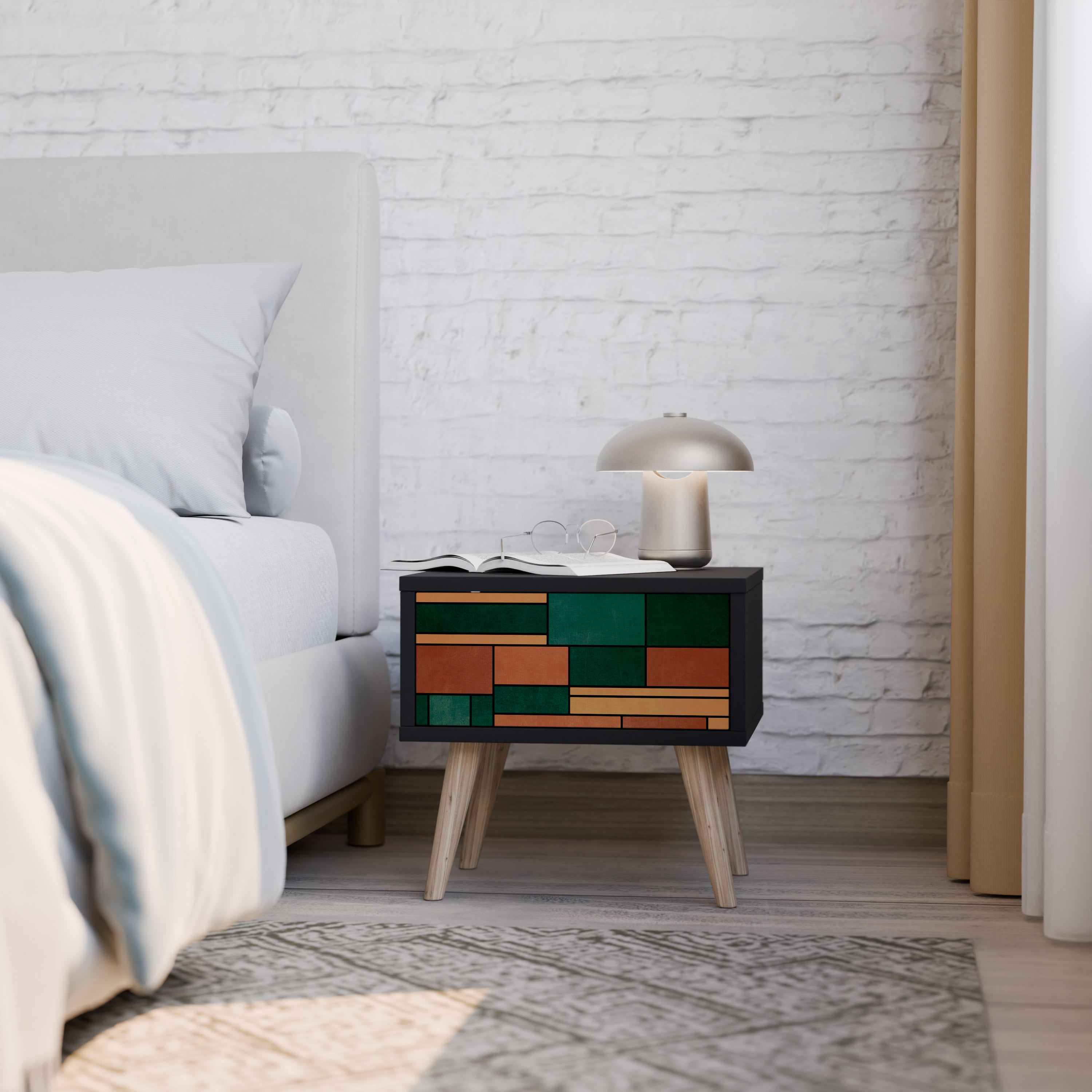 EARTHY FIGURES Mesa de Cabeceira em Acabamento Preto