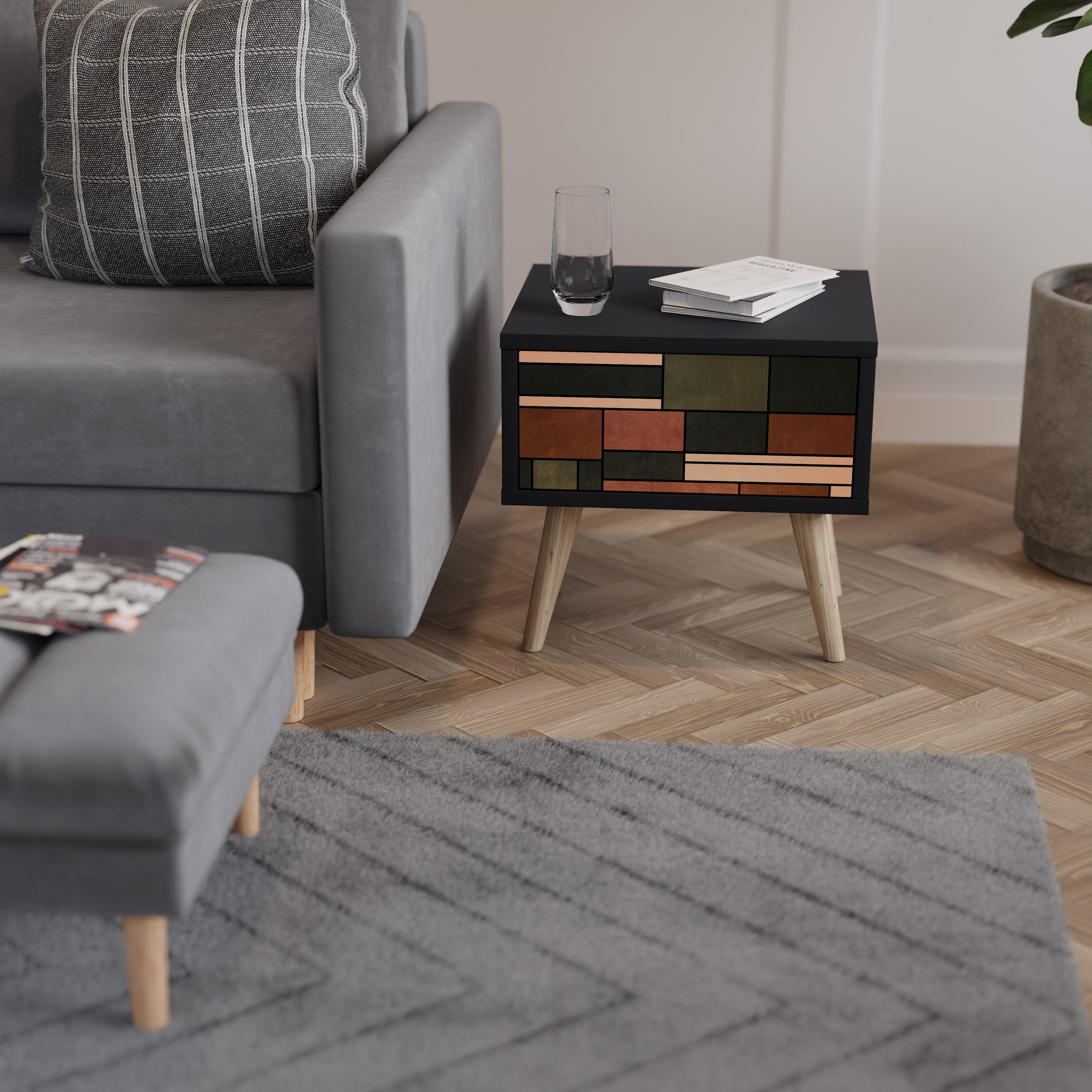 FIGURES OF NATURE Mesa de Cabeceira em Acabamento Preto