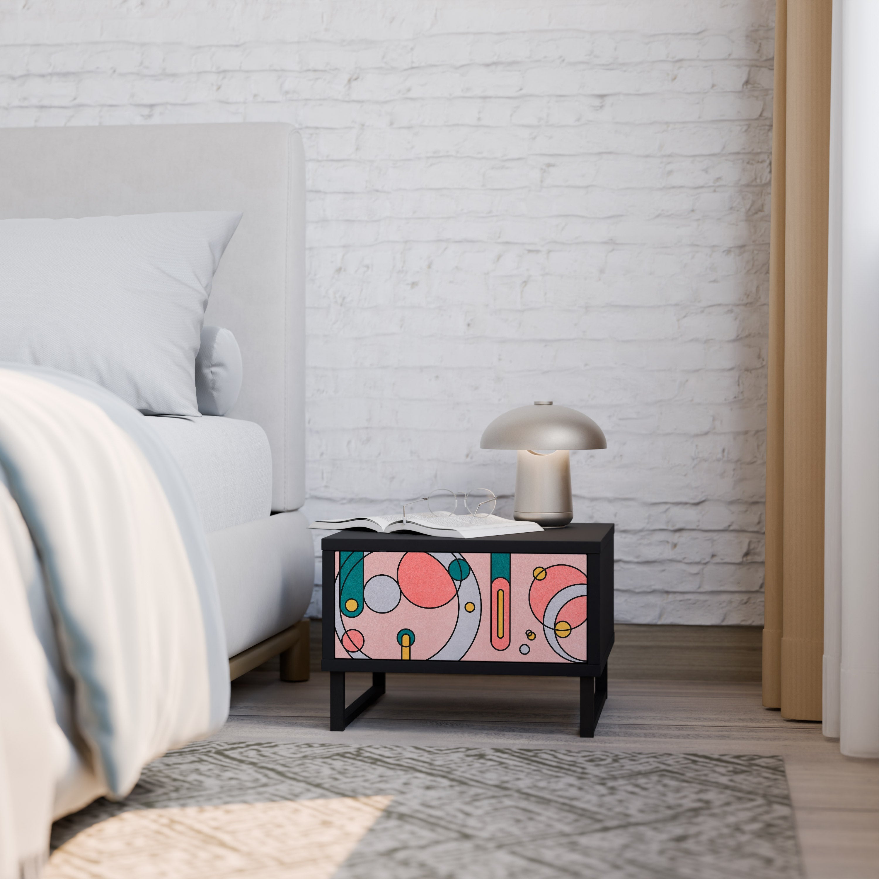 GOSSAMER ECHOES Mesa de Cabeceira em Acabamento Preto