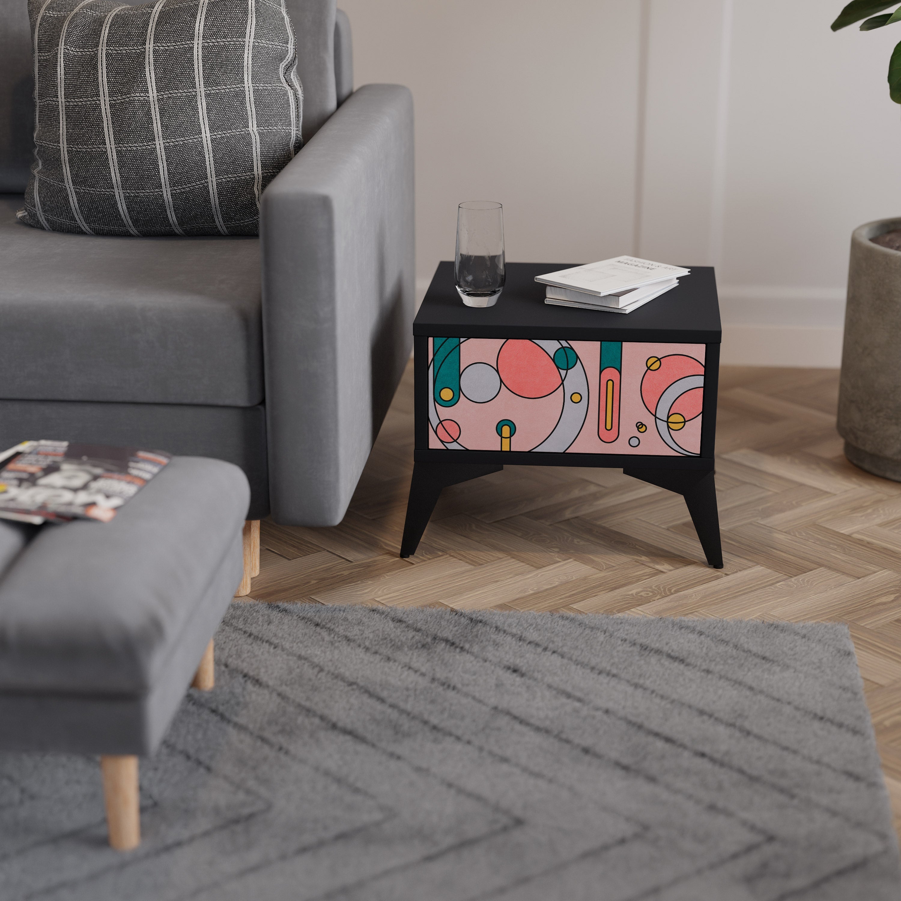 GOSSAMER ECHOES Mesa de Cabeceira em Acabamento Preto