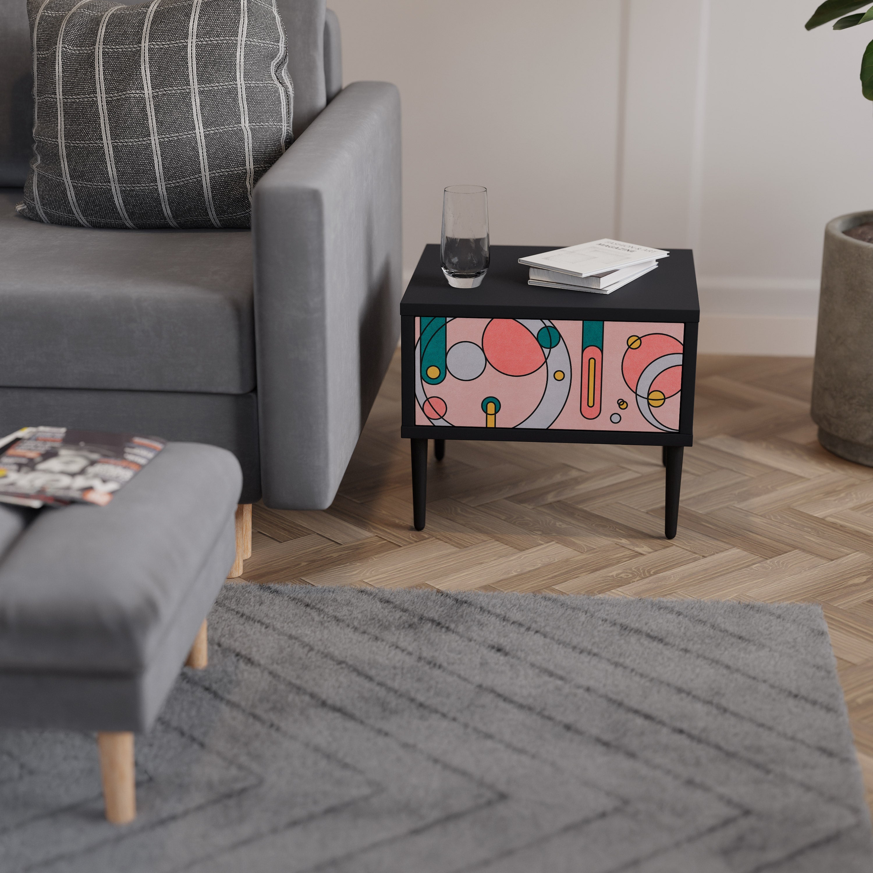 GOSSAMER ECHOES Mesa de Cabeceira em Acabamento Preto