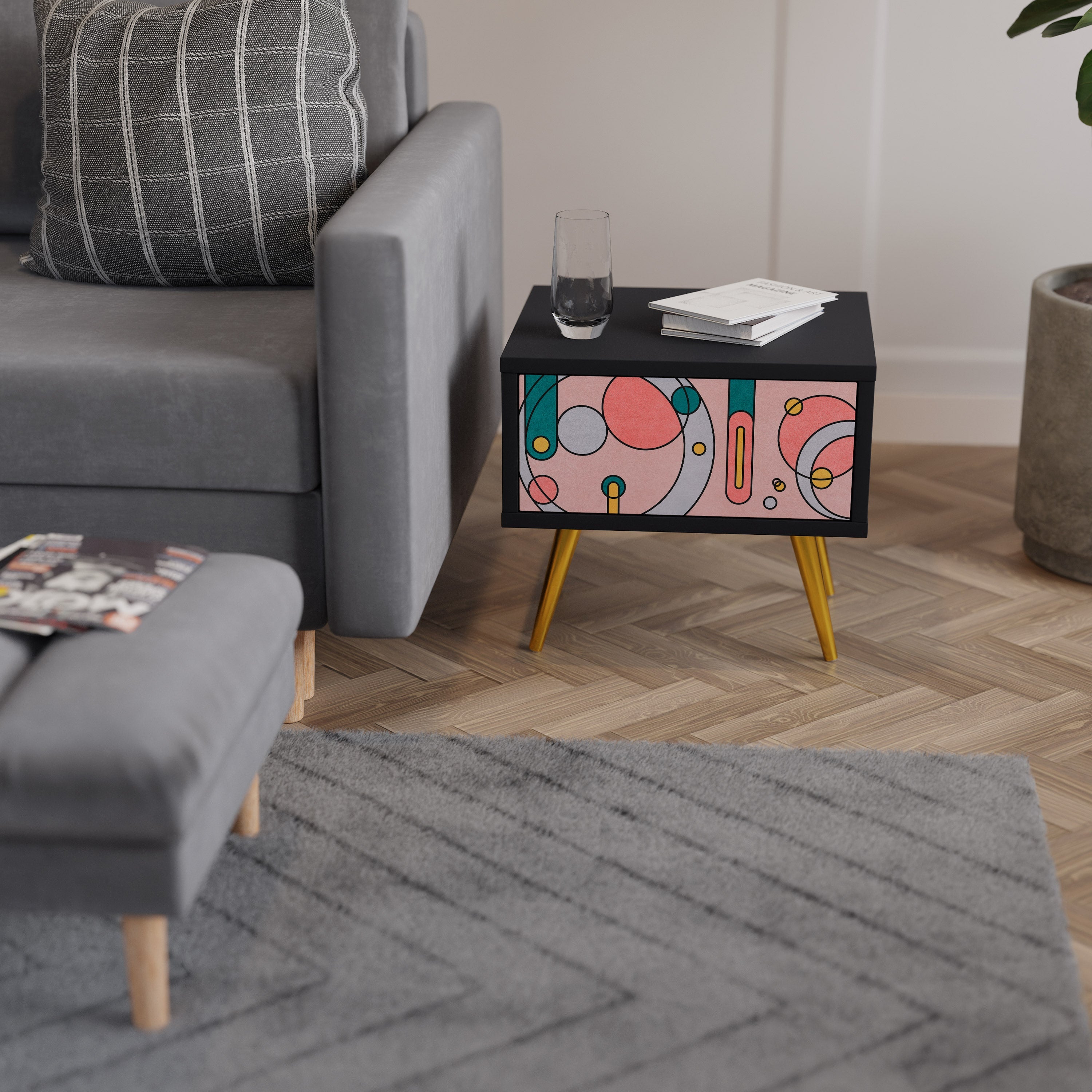 GOSSAMER ECHOES Mesa de Cabeceira em Acabamento Preto