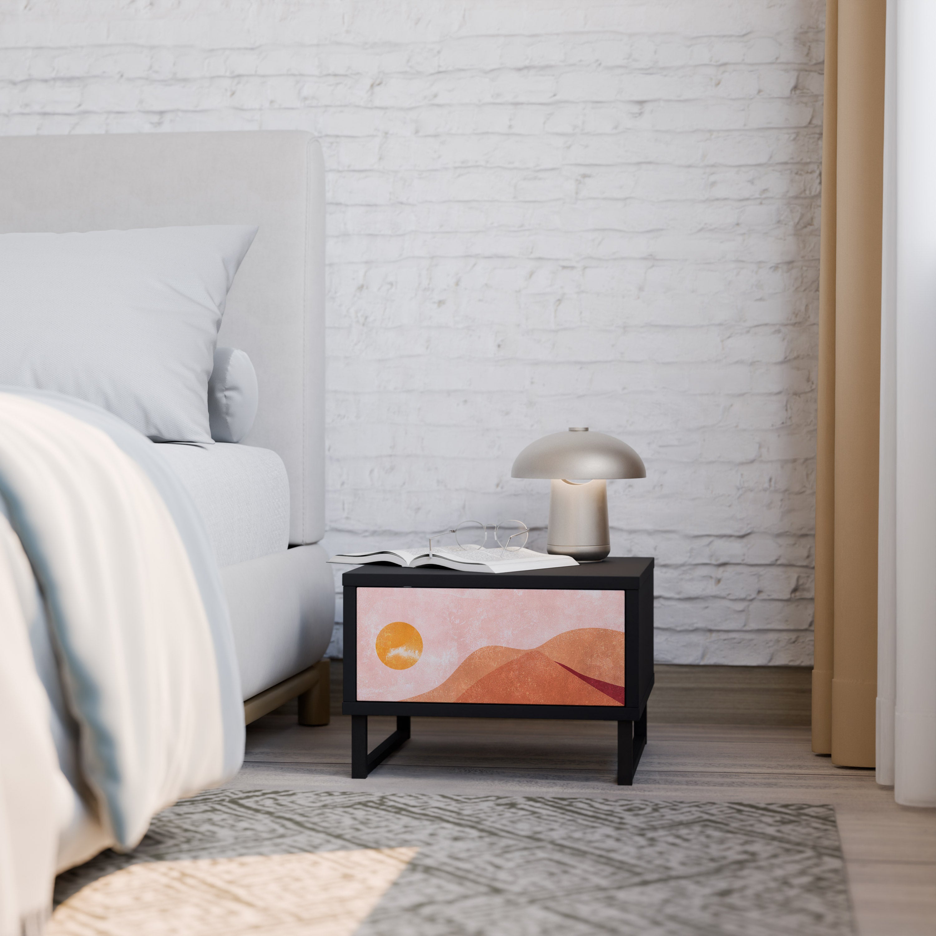 LUMINOUS SUNLIGHT Mesa de Cabeceira em Acabamento Preto