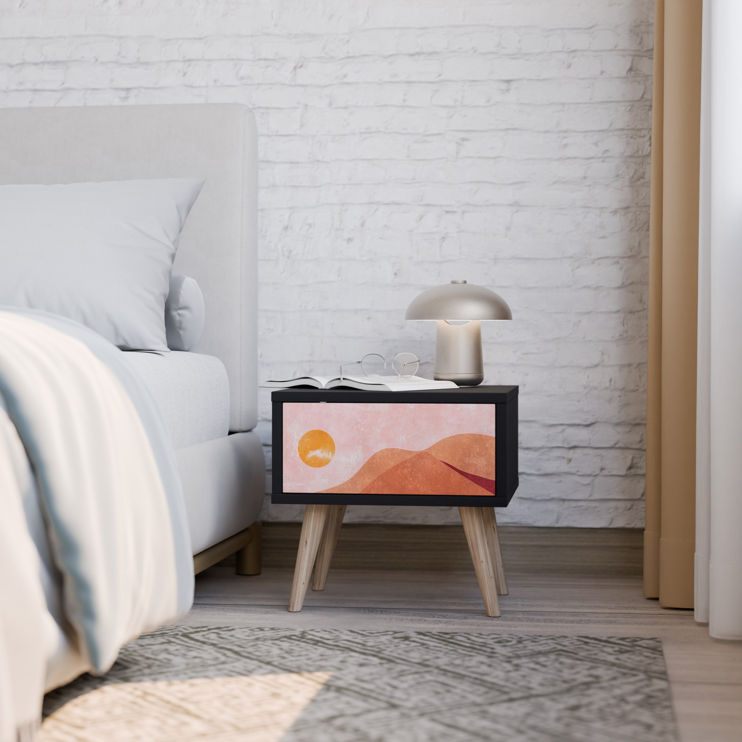 LUMINOUS SUNLIGHT Mesa de Cabeceira em Acabamento Preto