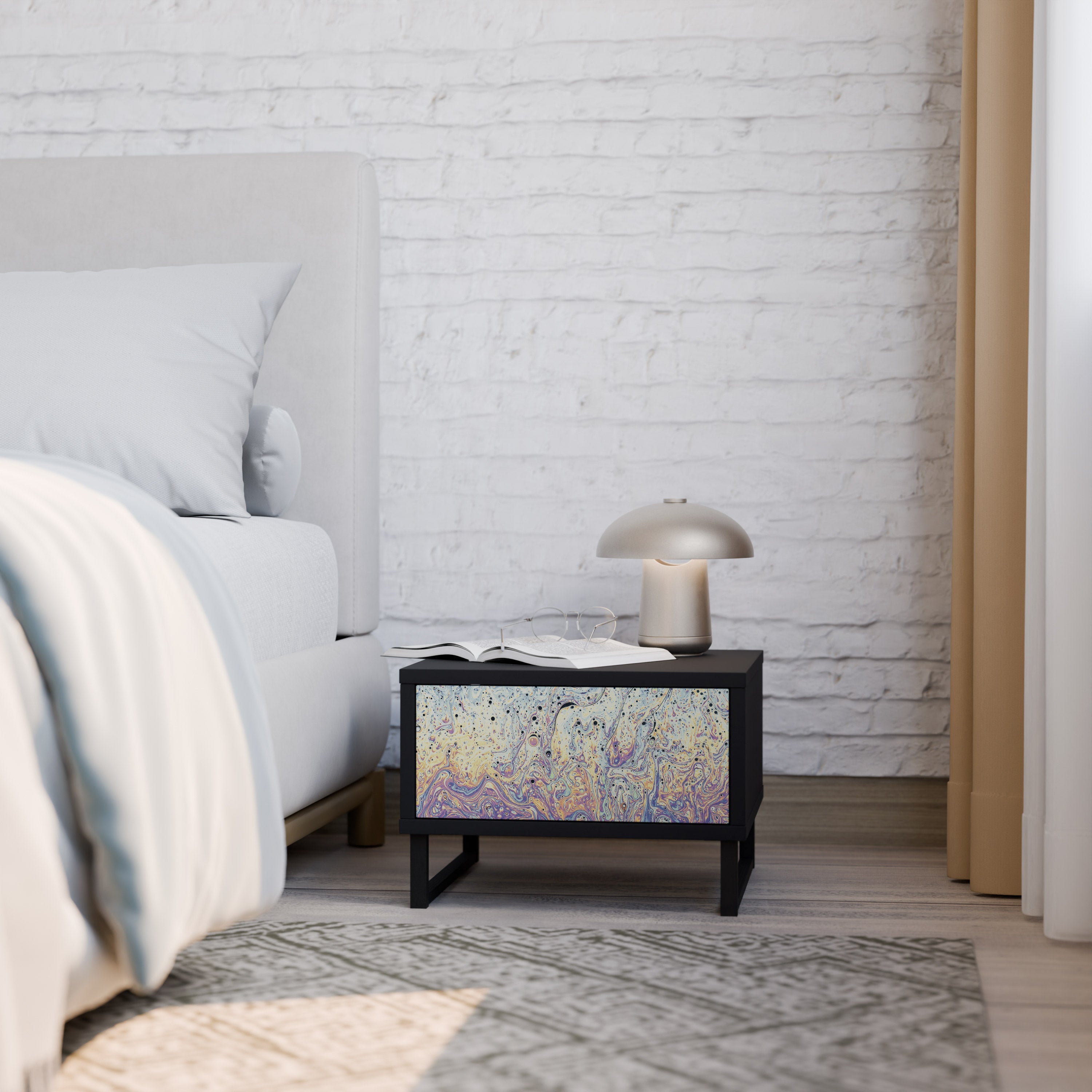 MOSAIC OF COLORS Mesa de Cabeceira em Acabamento Preto