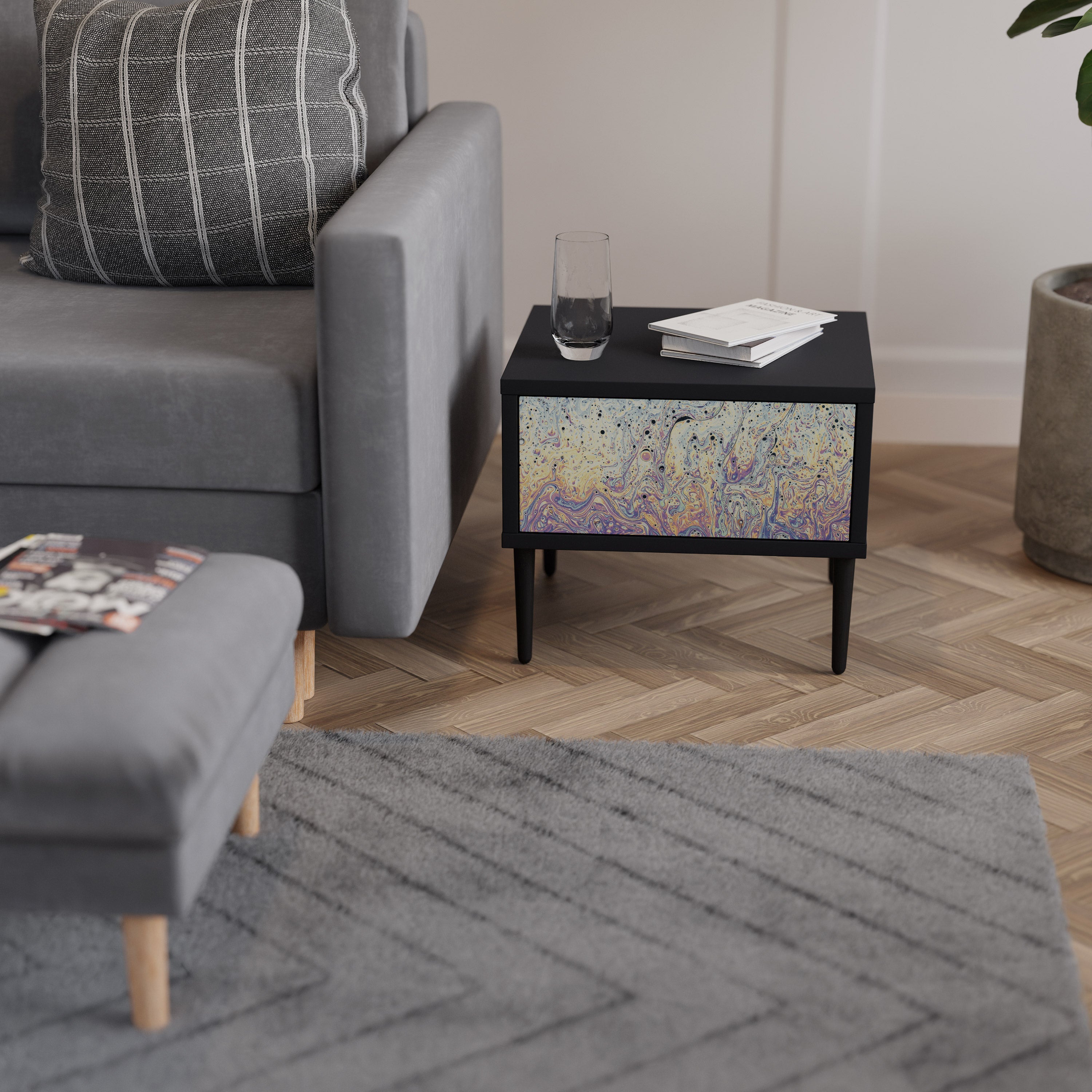 MOSAIC OF COLORS Mesa de Cabeceira em Acabamento Preto