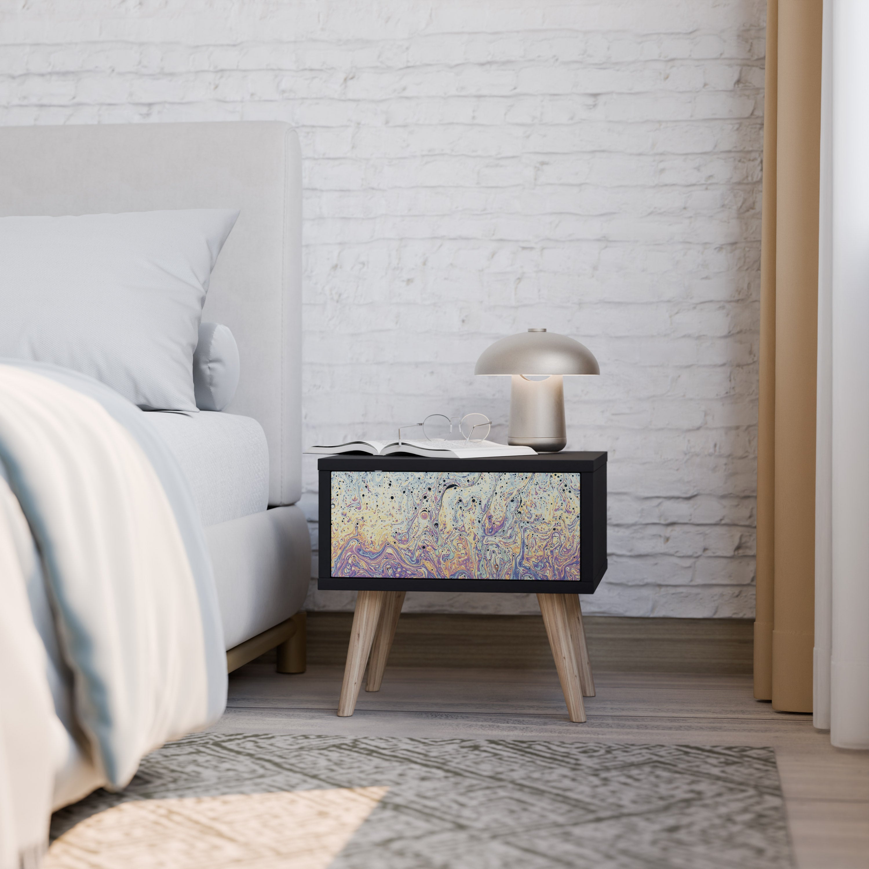 MOSAIC OF COLORS Mesa de Cabeceira em Acabamento Preto