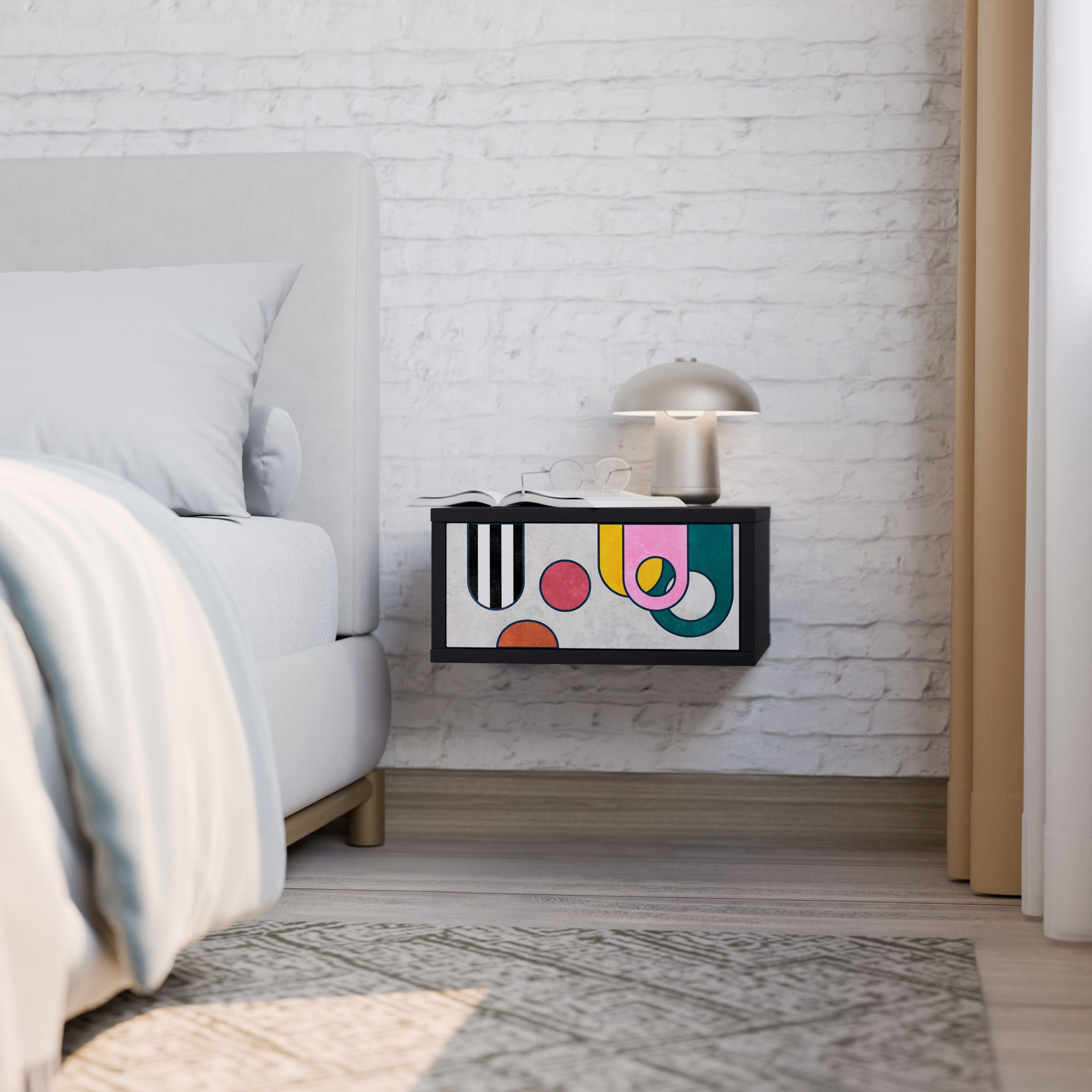 COOL STORY Mesa de Cabeceira em Acabamento Preto