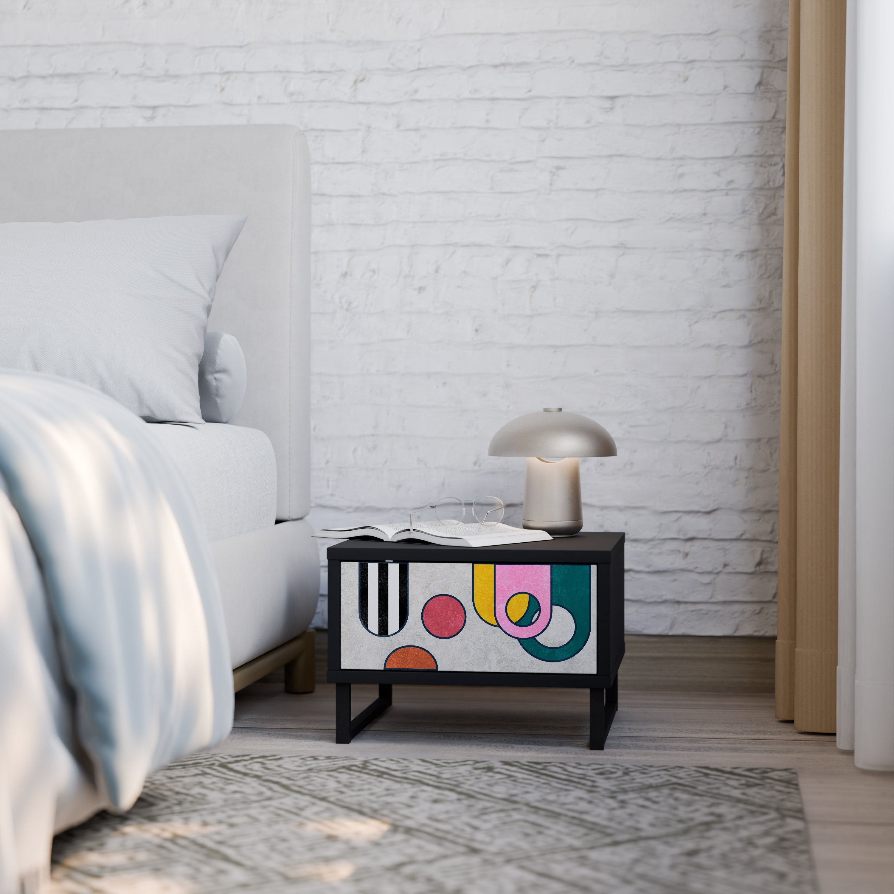 COOL STORY Mesa de Cabeceira em Acabamento Preto
