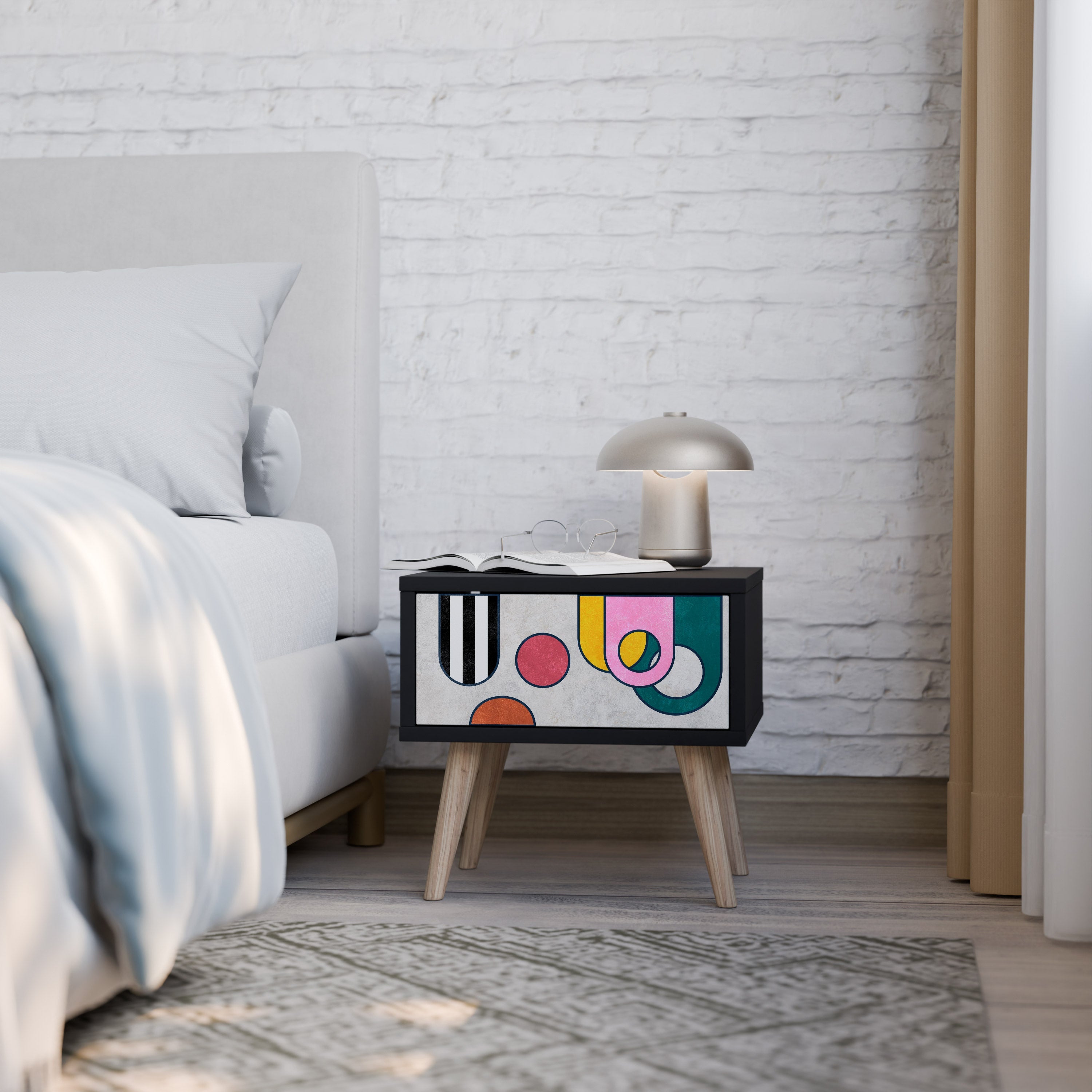 COOL STORY Mesa de Cabeceira em Acabamento Preto