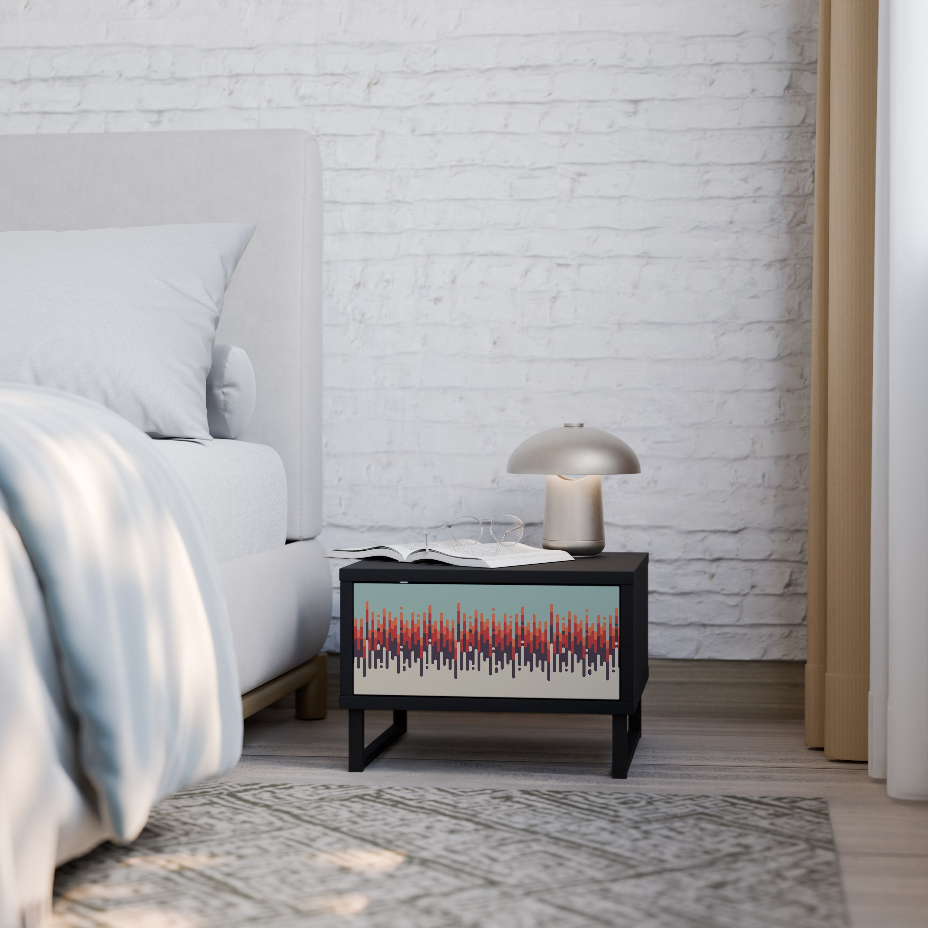 CHROMA CONTOURS Mesa de Cabeceira em Acabamento Preto