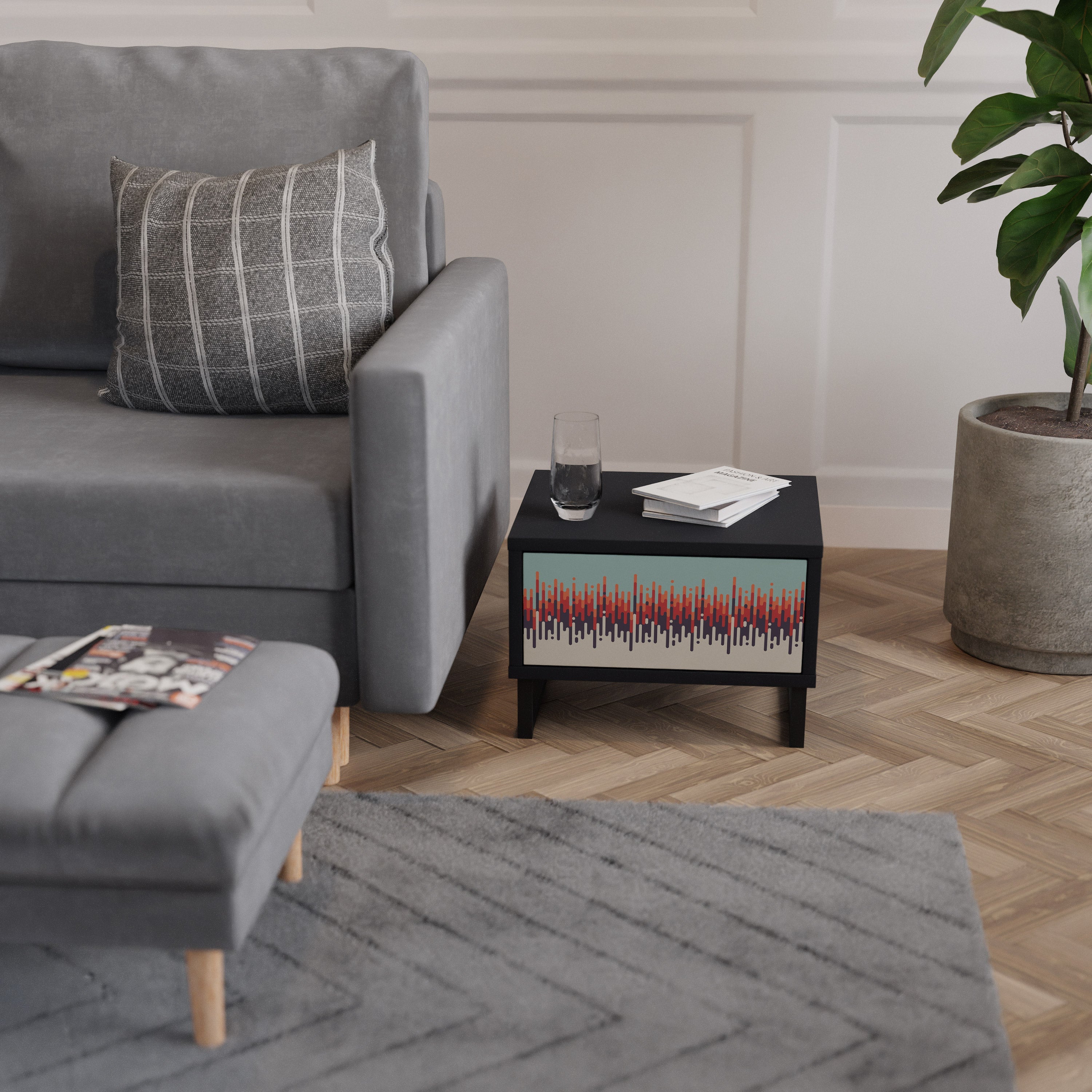 CHROMA CONTOURS Mesa de Cabeceira em Acabamento Preto