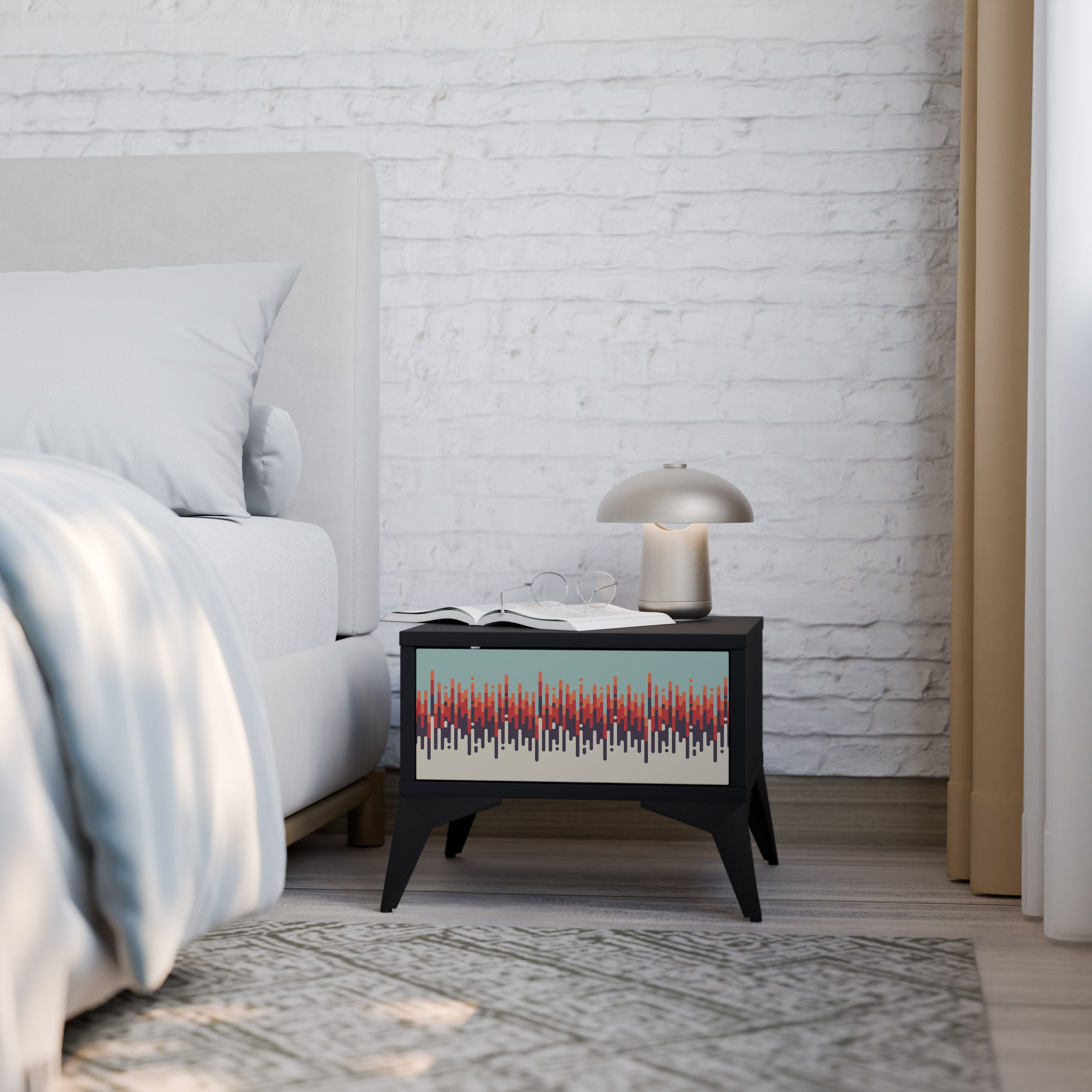 CHROMA CONTOURS Mesa de Cabeceira em Acabamento Preto