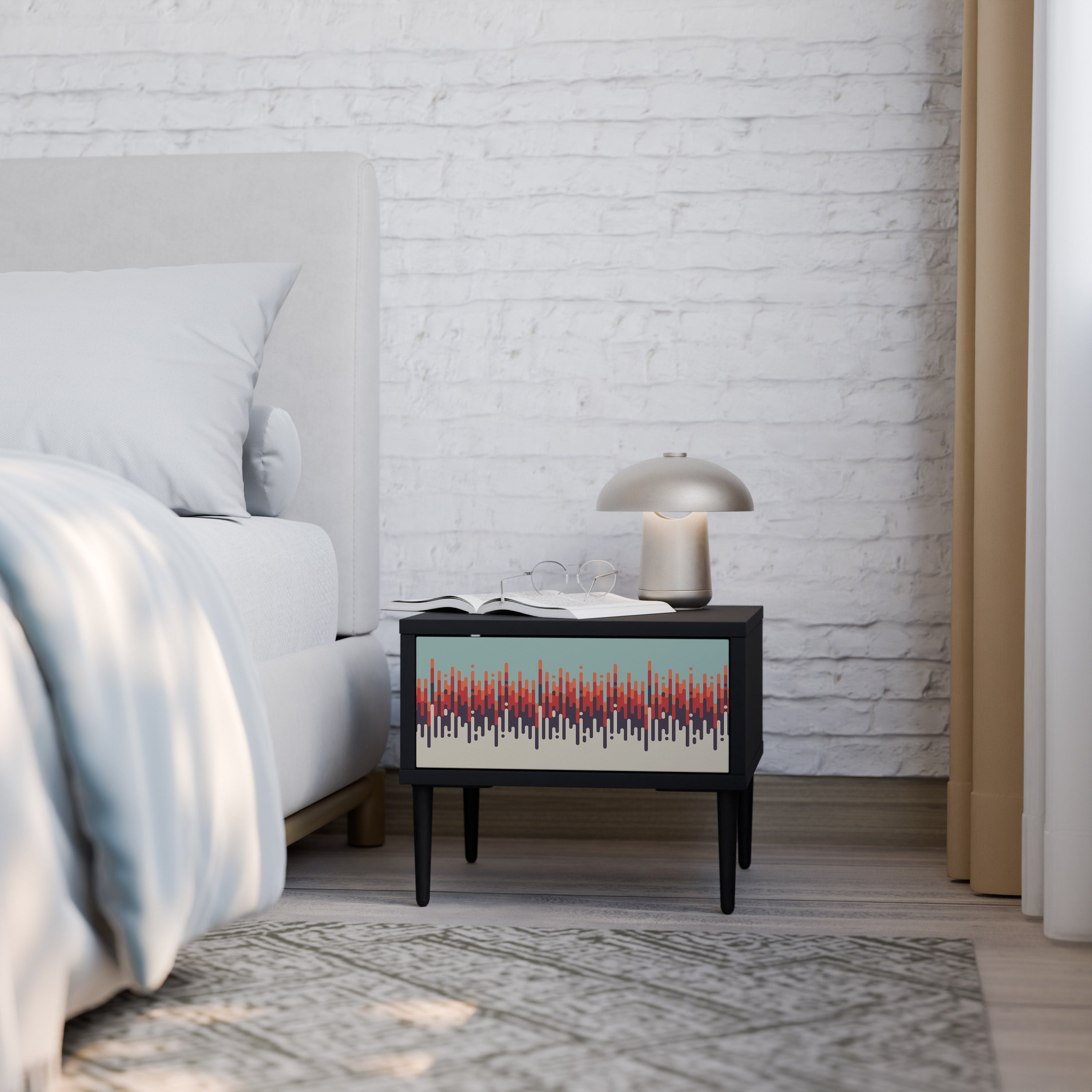 CHROMA CONTOURS Mesa de Cabeceira em Acabamento Preto