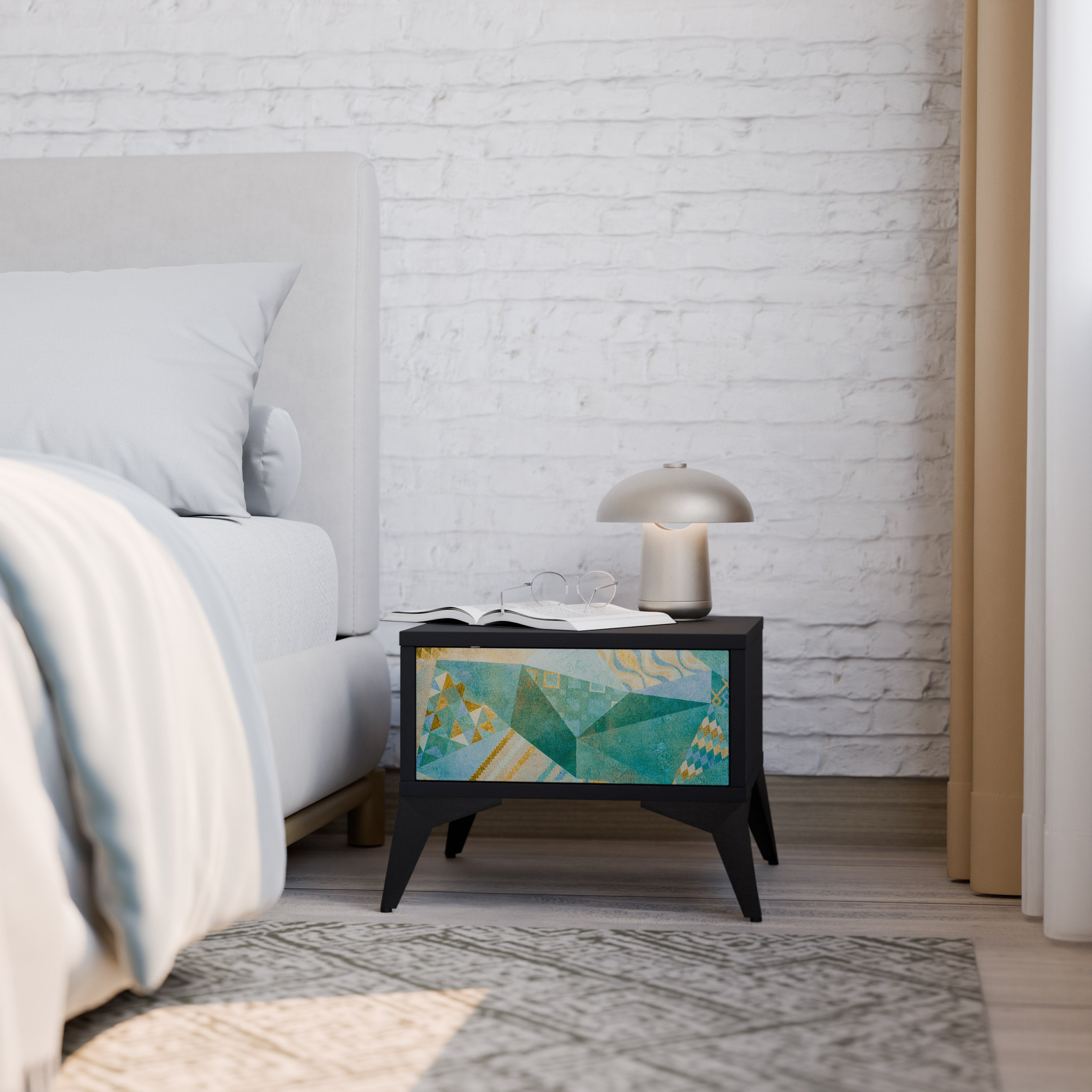 SPECTRUM SPLENDOR Mesa de Cabeceira em Acabamento Preto